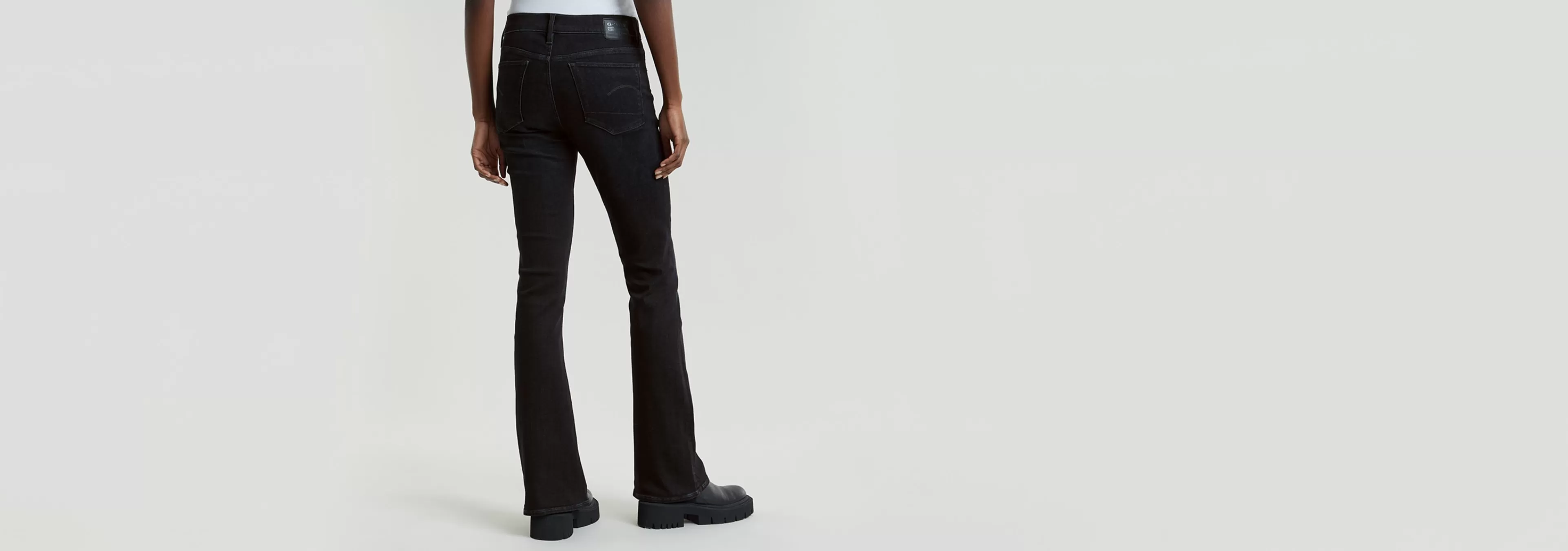 Shop G-Star 3301 Flare Jeans worn in black vortex