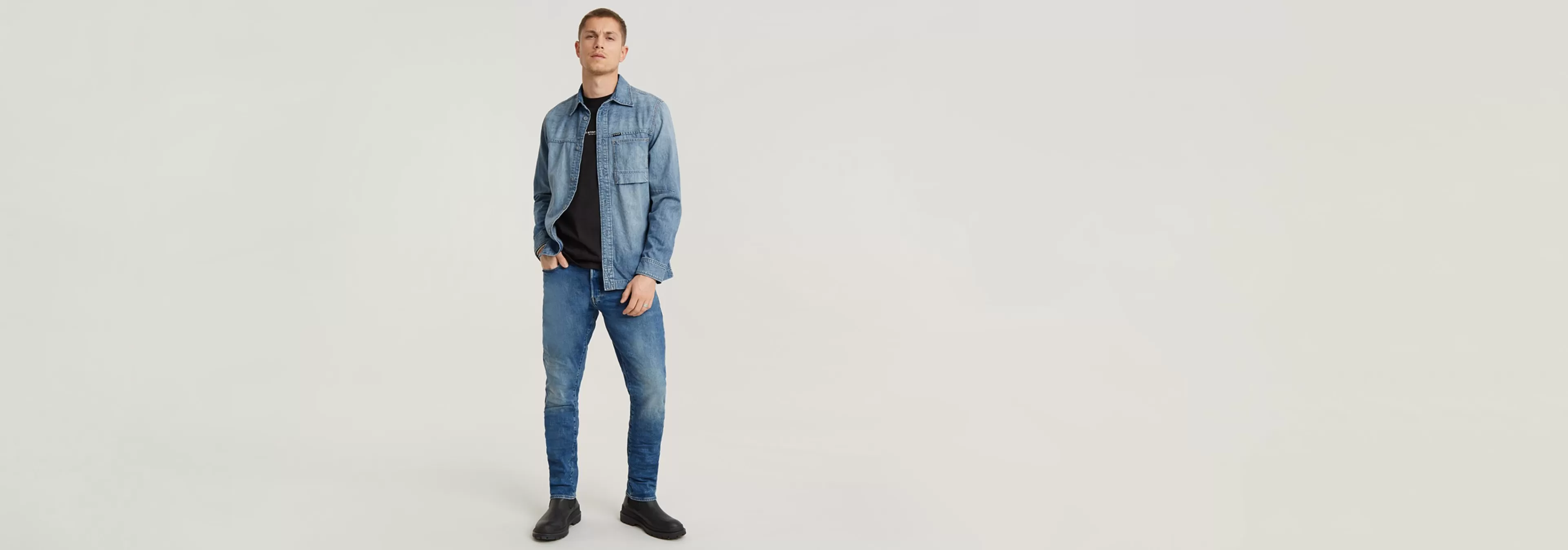 Fashion G-Star 3301 Regular Tapered Jeans worn in azure