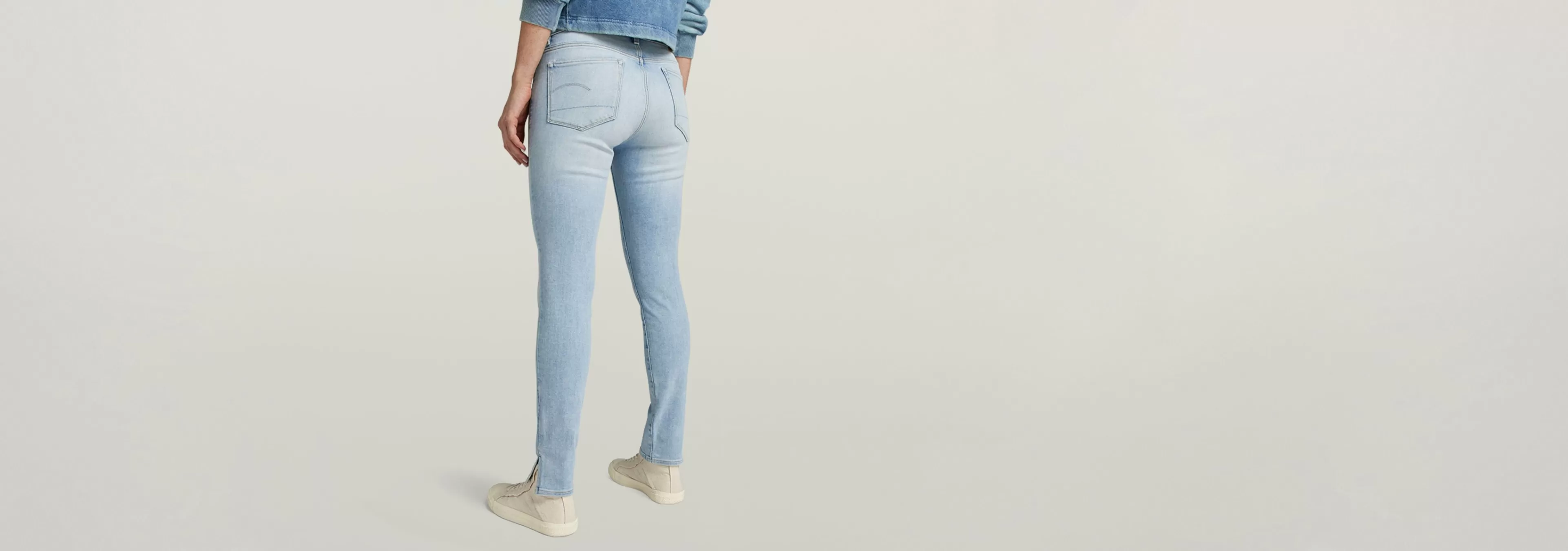 Shop G-Star 3301 Skinny Split Jeans sun faded bluejay