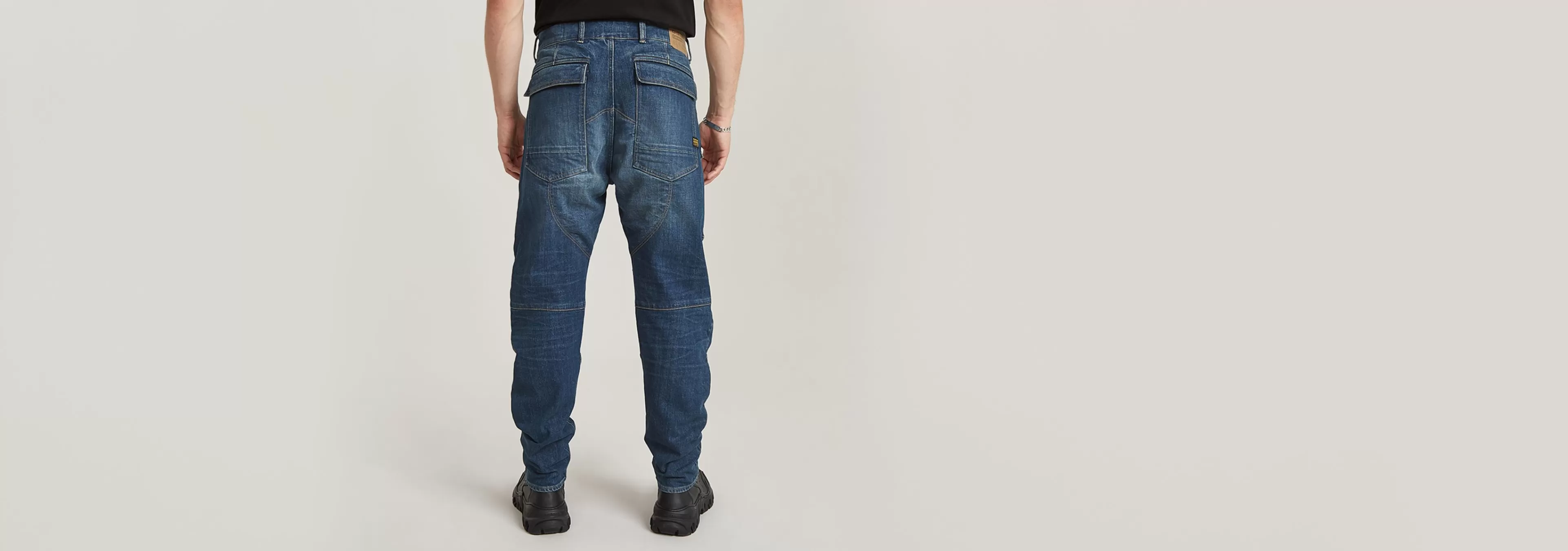 Online G-Star 3D Regular Tapered Denim Cargo Jeans worn in sand dunes