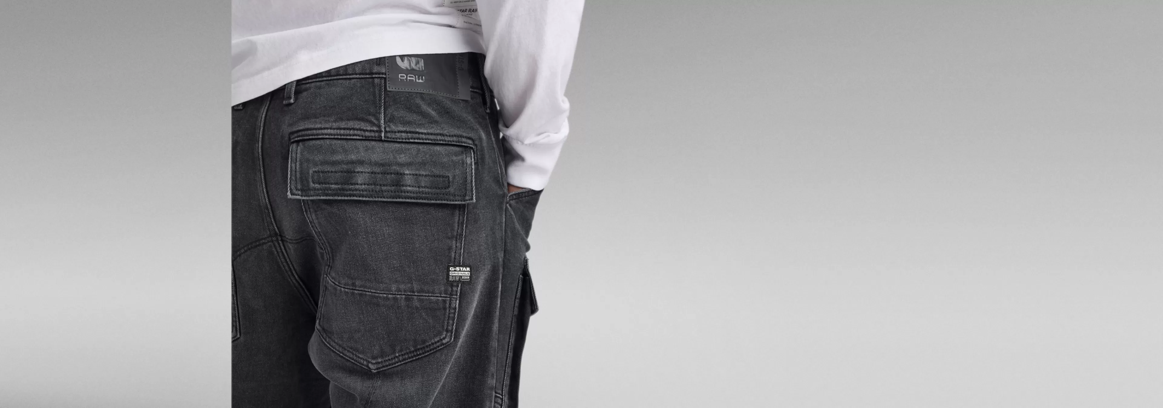Outlet G-Star 3D Straight Tapered Denim Cargo Broek worn in black moon