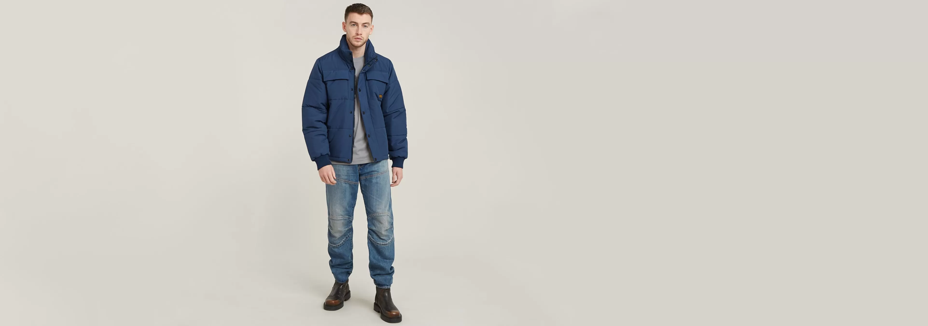 New G-Star 4 Pocket Quilted Gewatteerd Jack dk sea blue