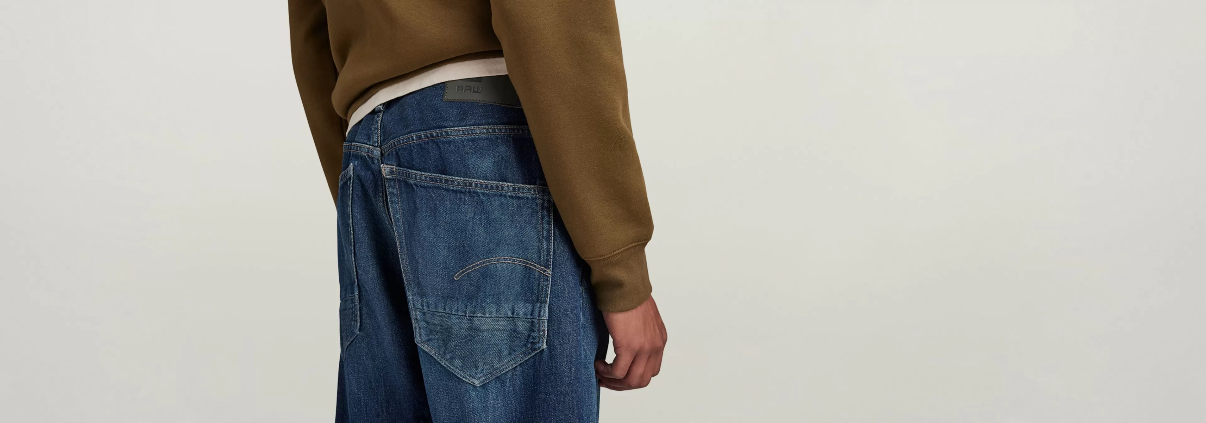Shop G-Star Arc 3D Jeans worn in himalayan blue
