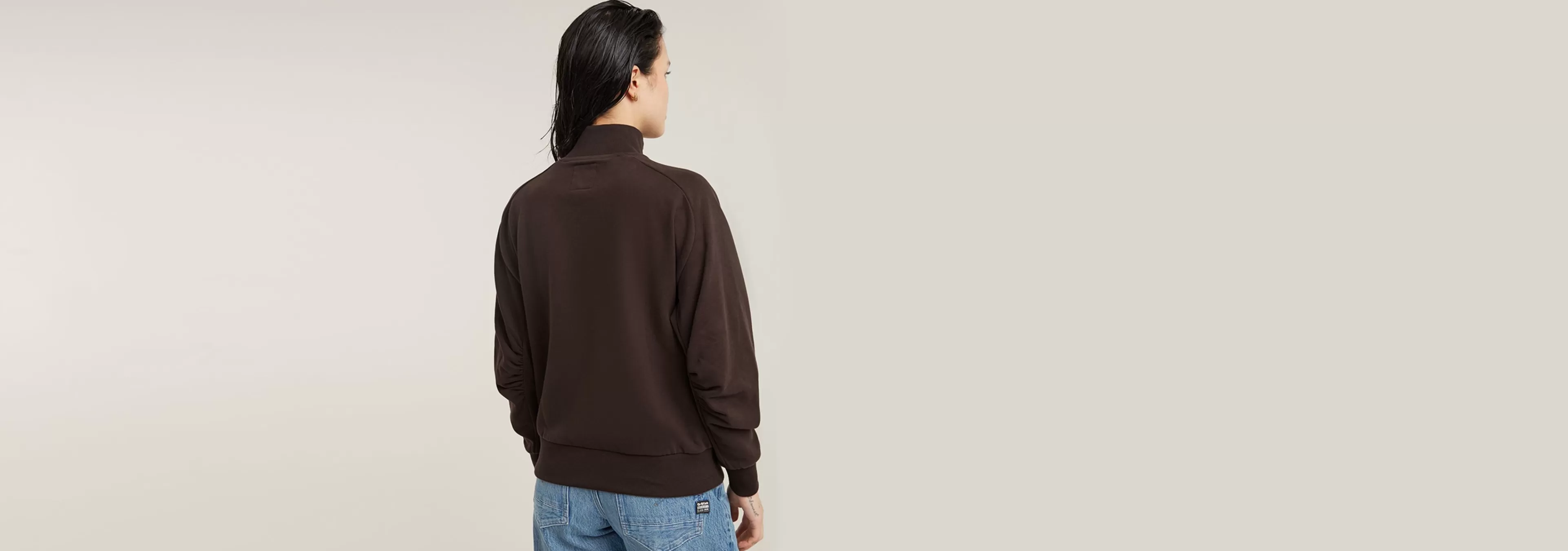 Outlet G-Star Asymmetric Button Mock Sweater chocolate plum