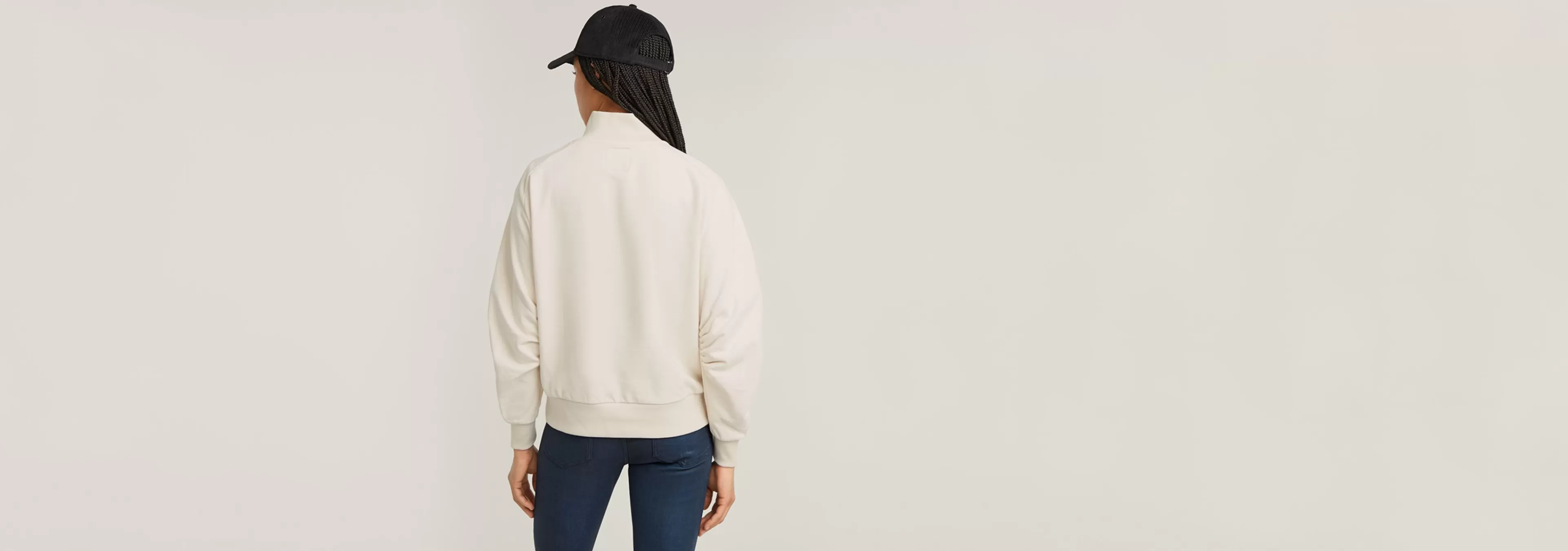 Fashion G-Star Asymmetric Button Mock Sweater Chalk