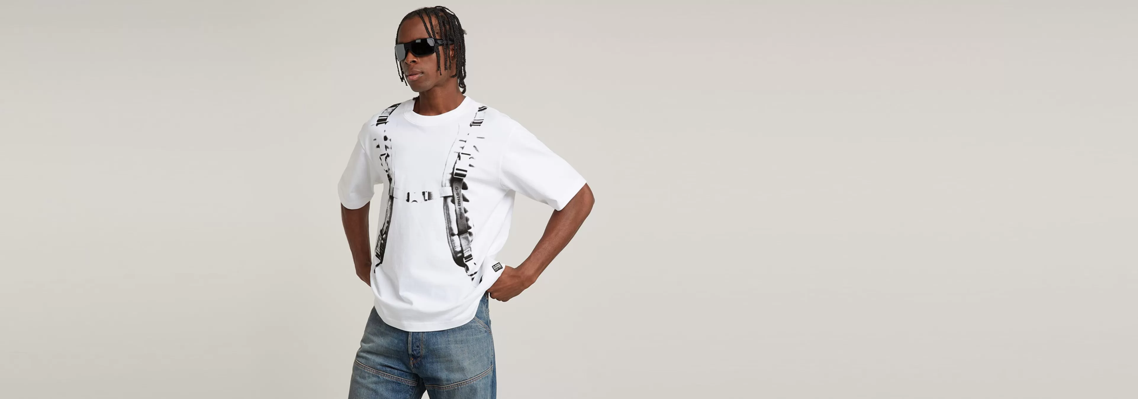 Outlet G-Star Backpack Graphic Boxy T-Shirt white