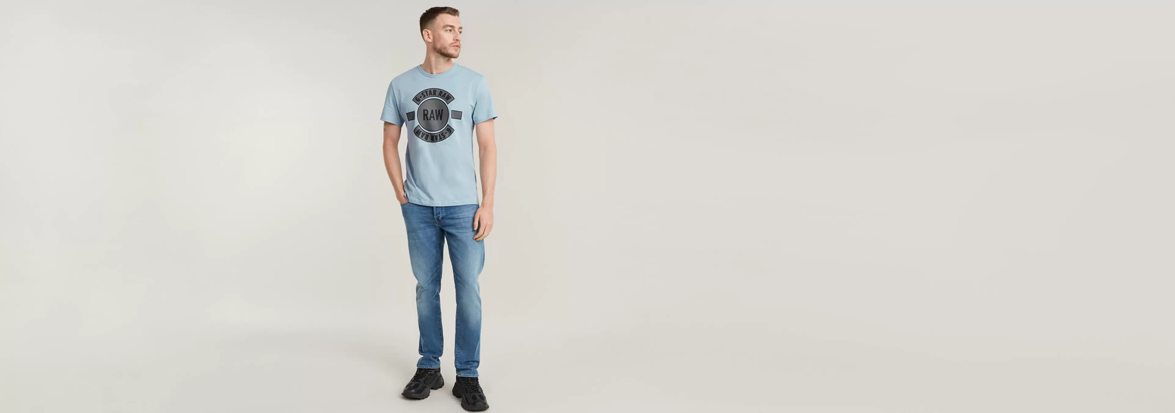 Fashion G-Star Badge Artwork T-Shirt faze blue