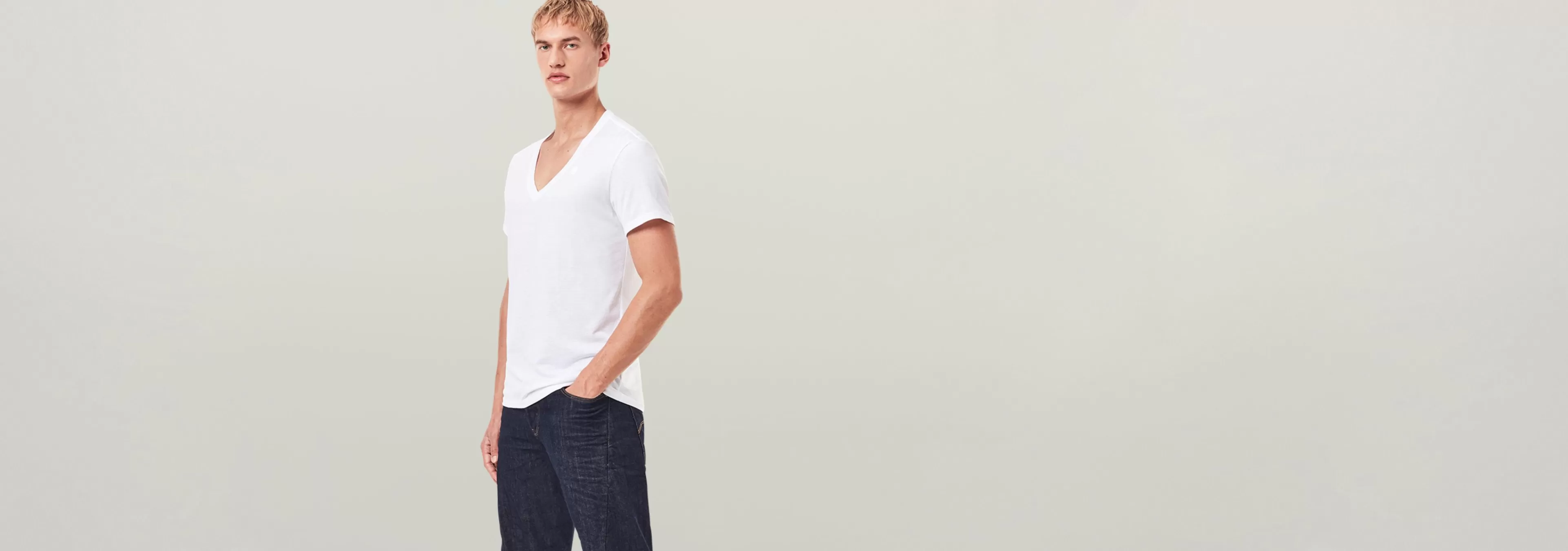 Online G-Star Base Heather V-Hals T-Shirt Set Van 2 white solid