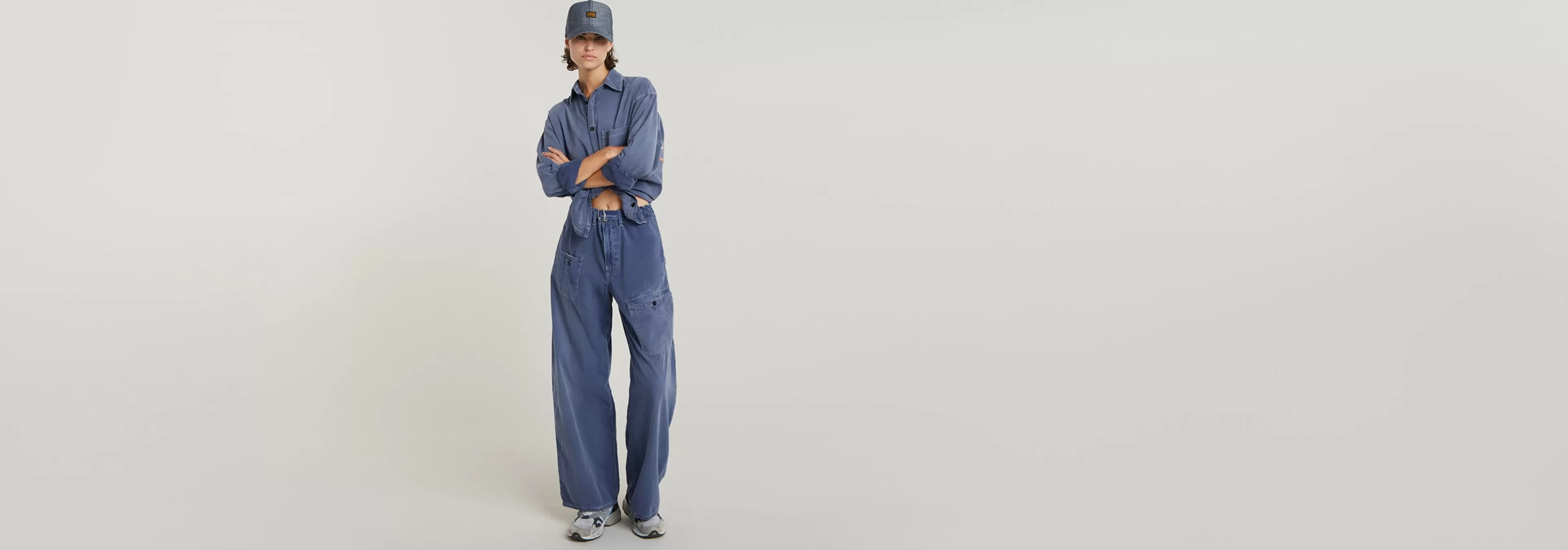 Flash Sale G-Star Belted Cargo Loose Jeans faded ciel blue gd