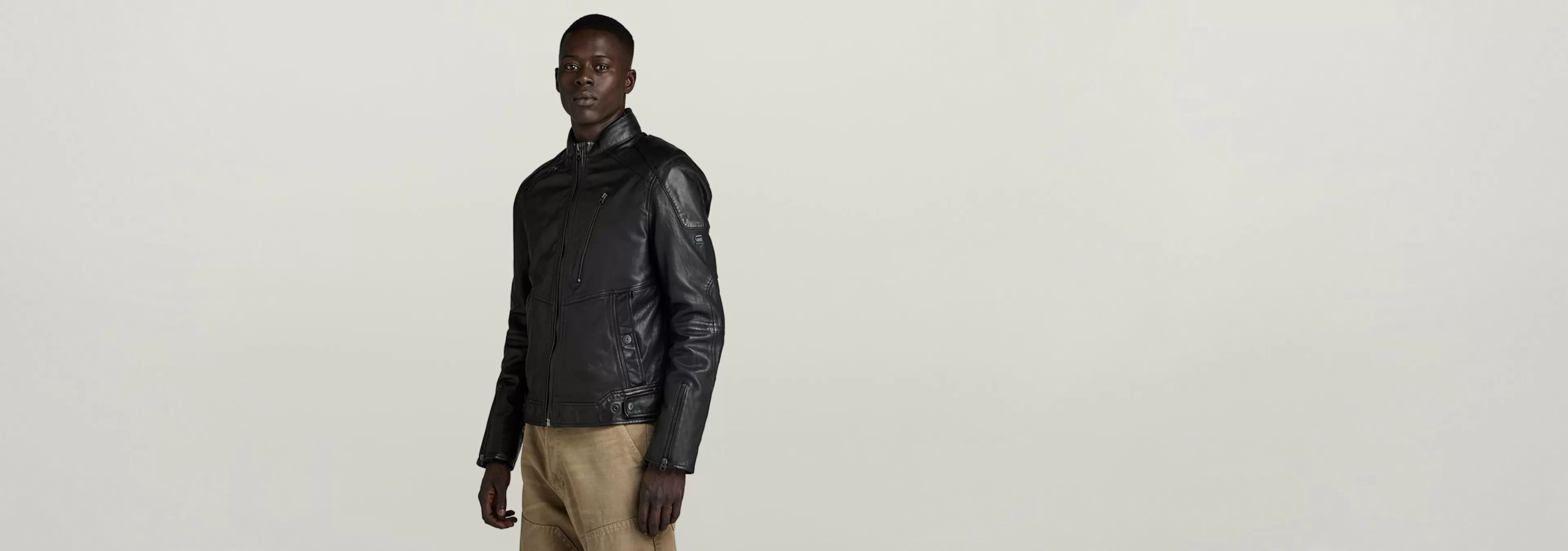 Outlet G-Star Biker Leather Jack dark black