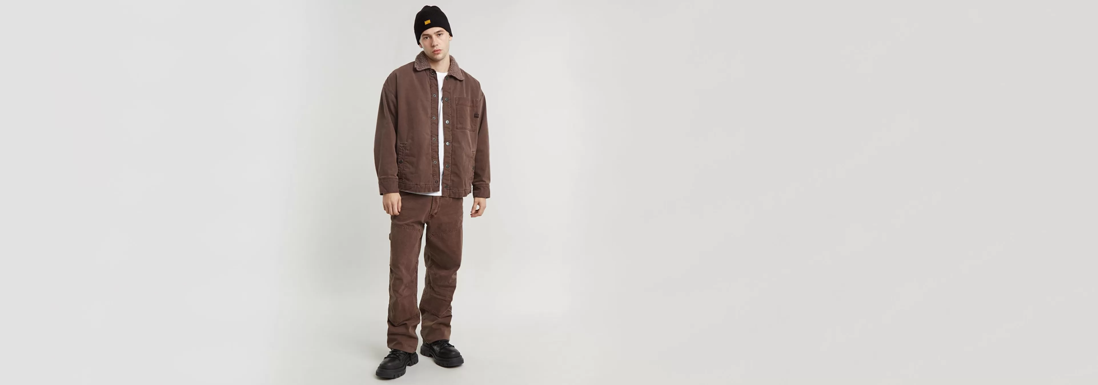 Shop G-Star Boxy Fit Sherpa Jack faded brown stone gd