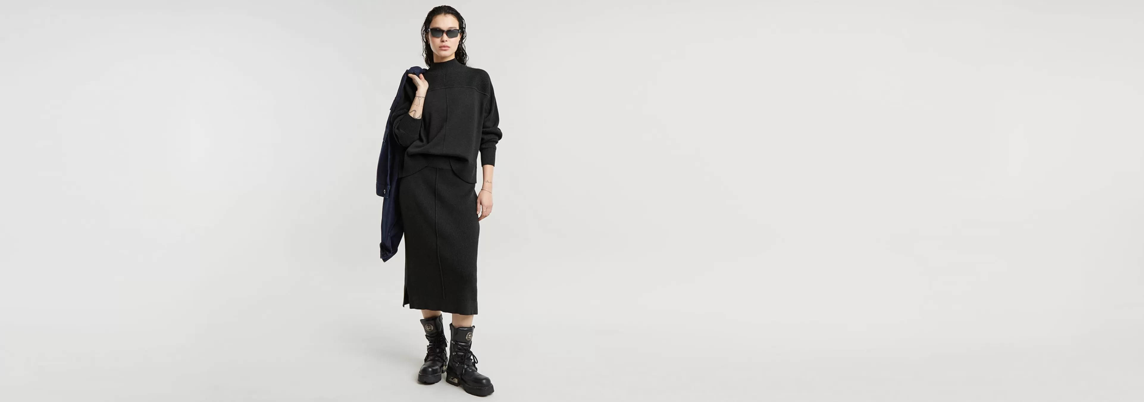 Clearance G-Star Boxy Mock Jumper shadow heather