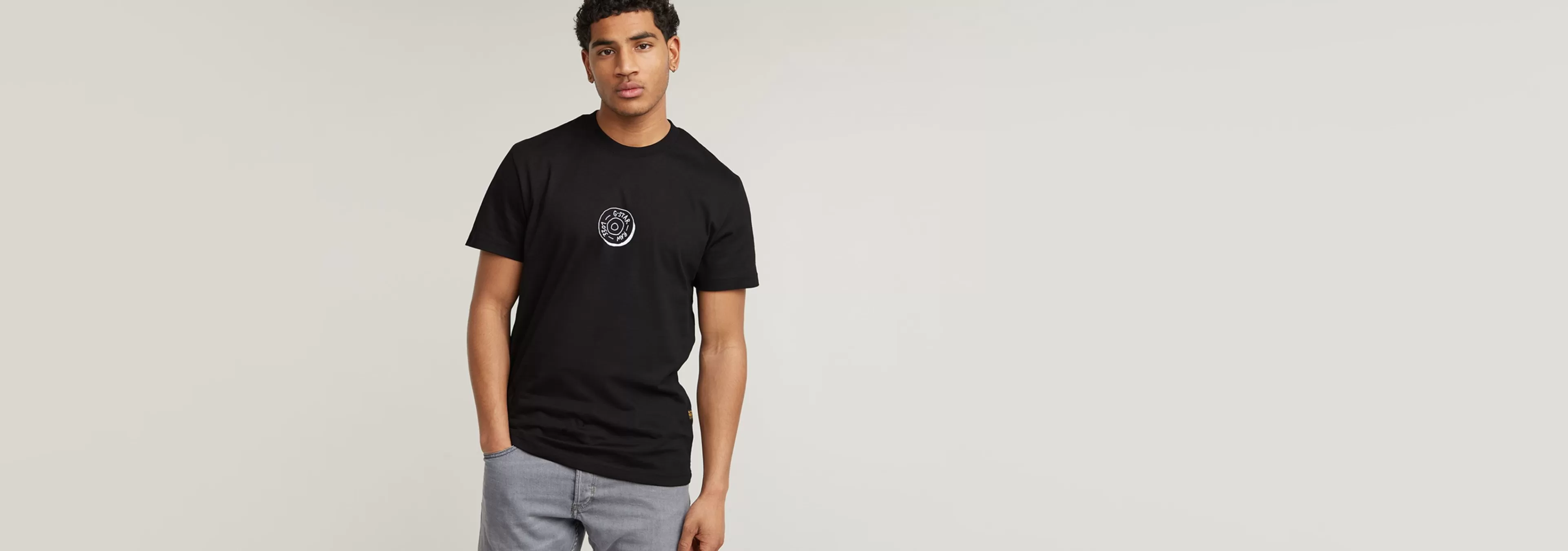 Clearance G-Star Button Illustration T-Shirt dark black