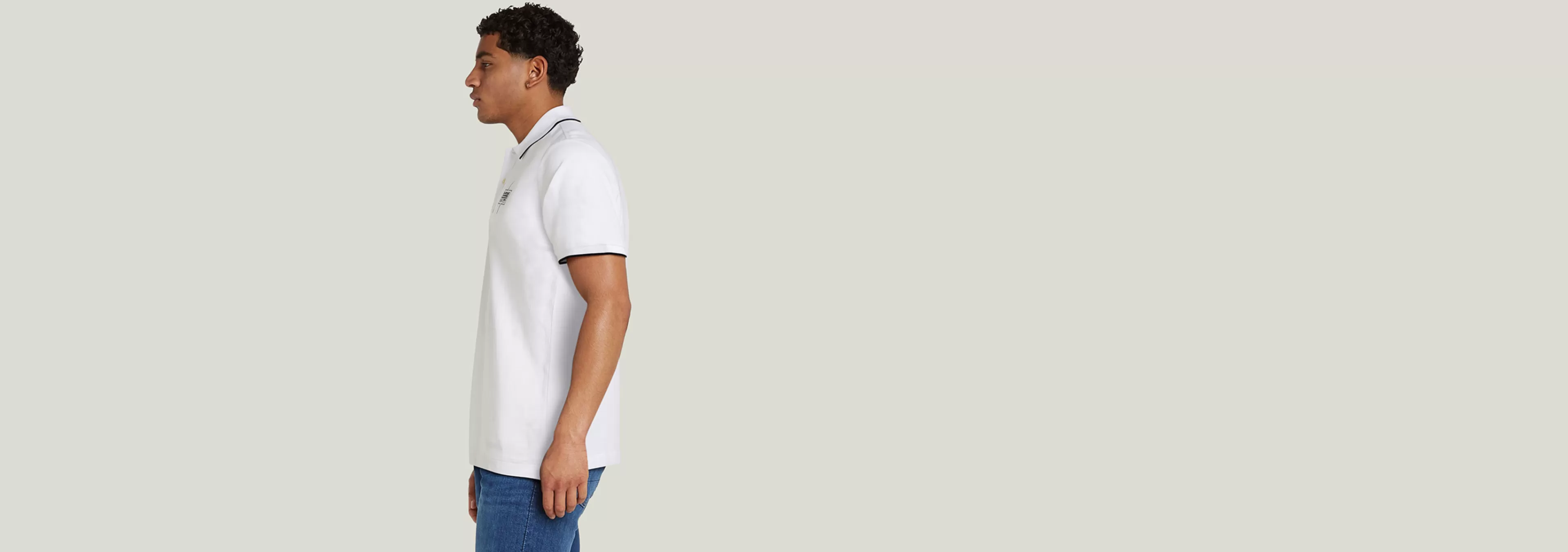 Hot G-Star Chest Logo Striped Polo white