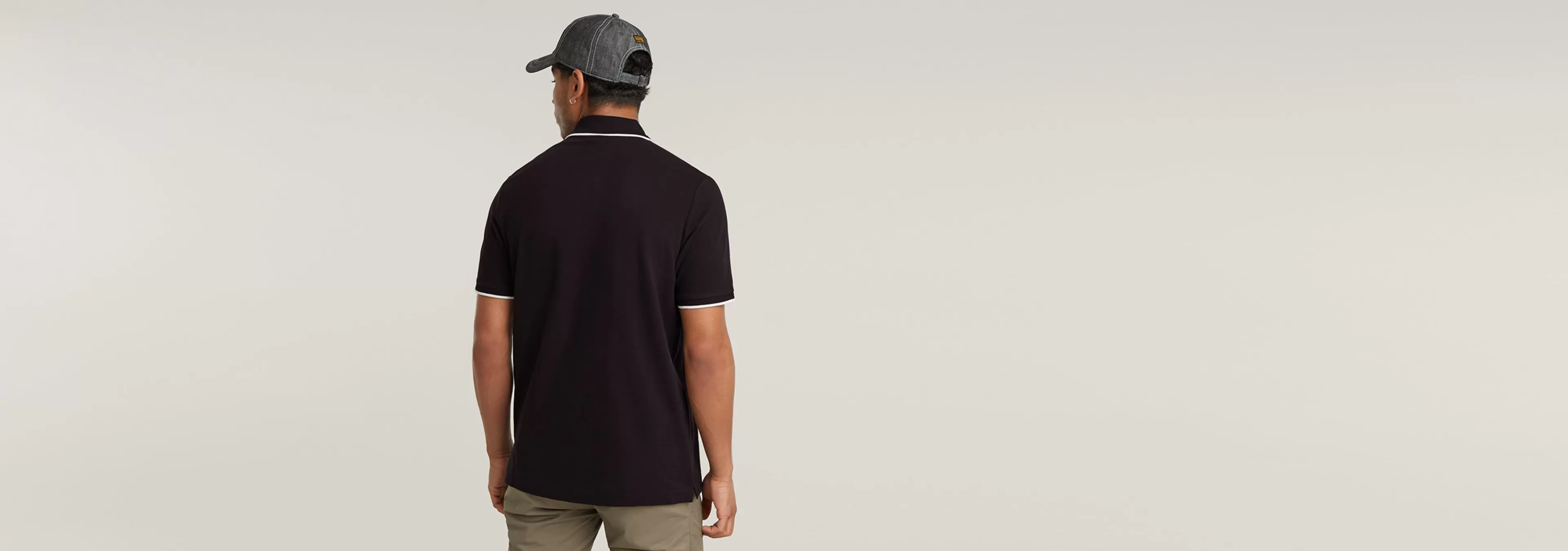 Cheap G-Star Chest Logo Striped Polo dark black