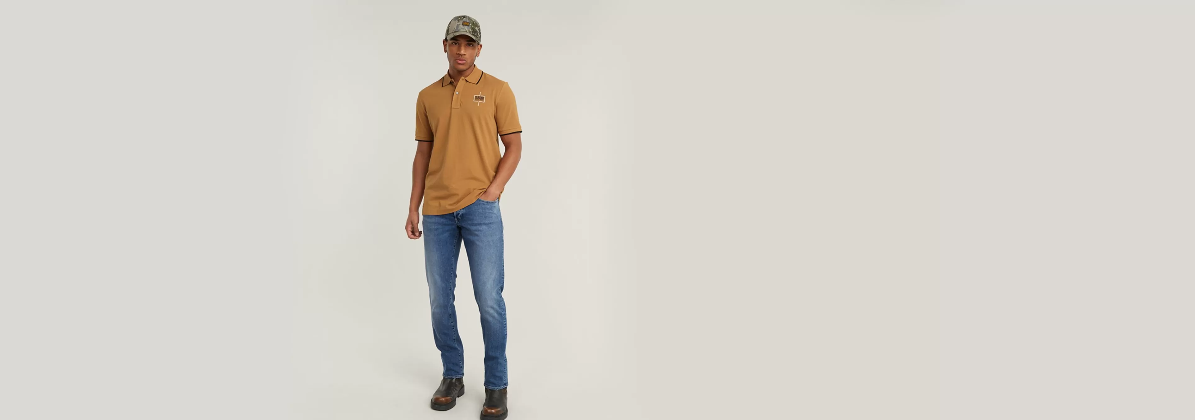 Hot G-Star Chest Logo Striped Polo chipmunk