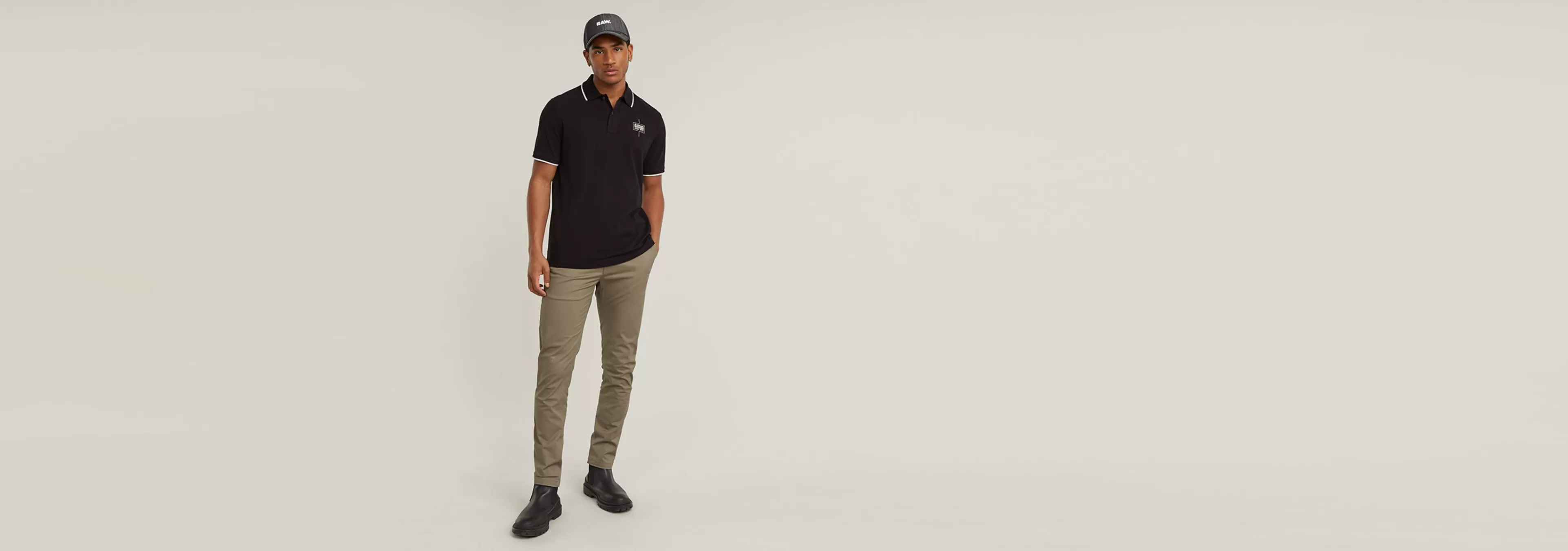 Cheap G-Star Chest Logo Striped Polo dark black