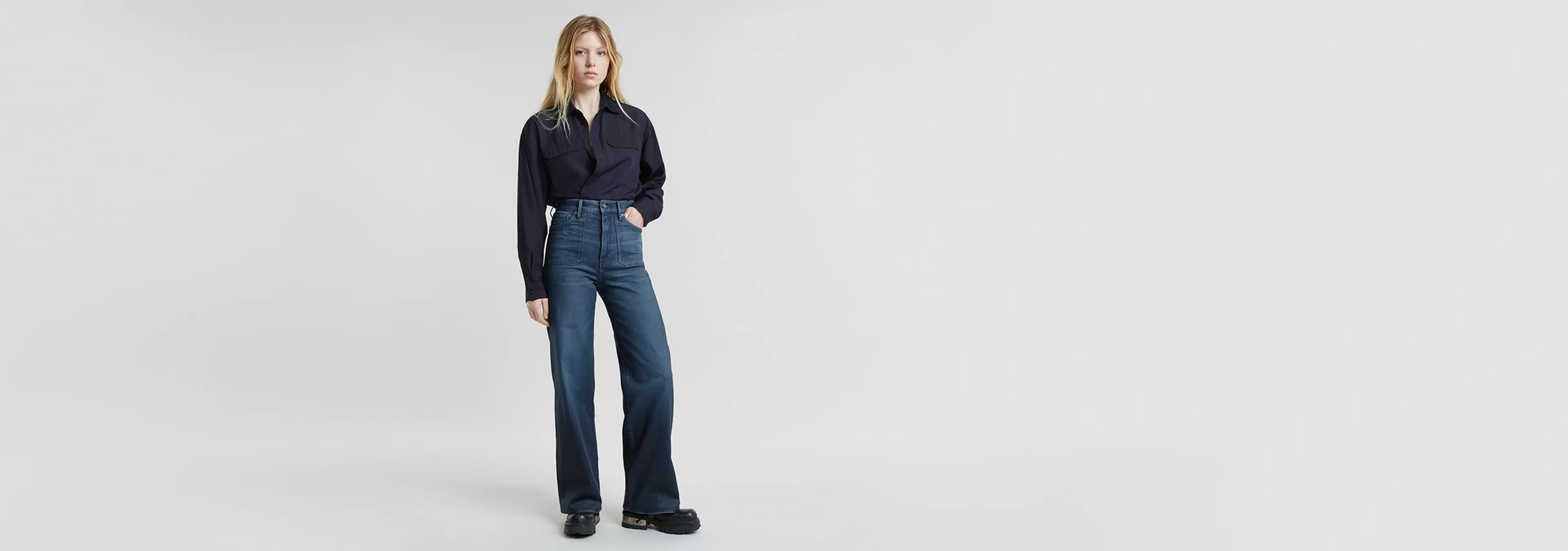 Fashion G-Star Cropped Pocket Blouse osaka blue