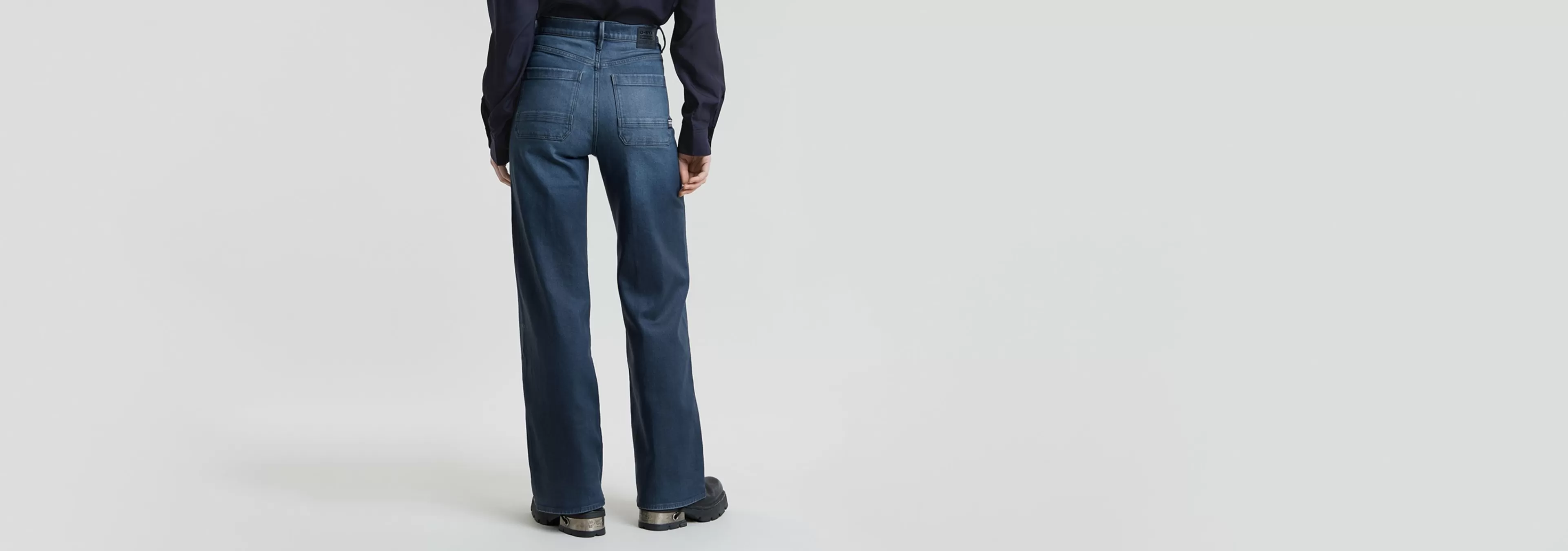Clearance G-Star Deck 2.0 High Loose Patch Pocket Jeans worn in blue cave
