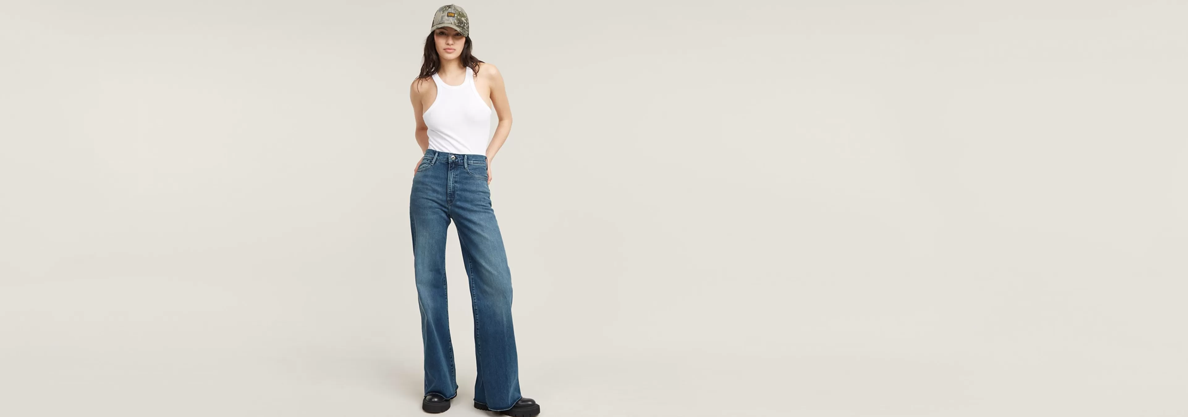 Outlet G-Star Deck Ultra High Wide Leg Jeans faded santorini