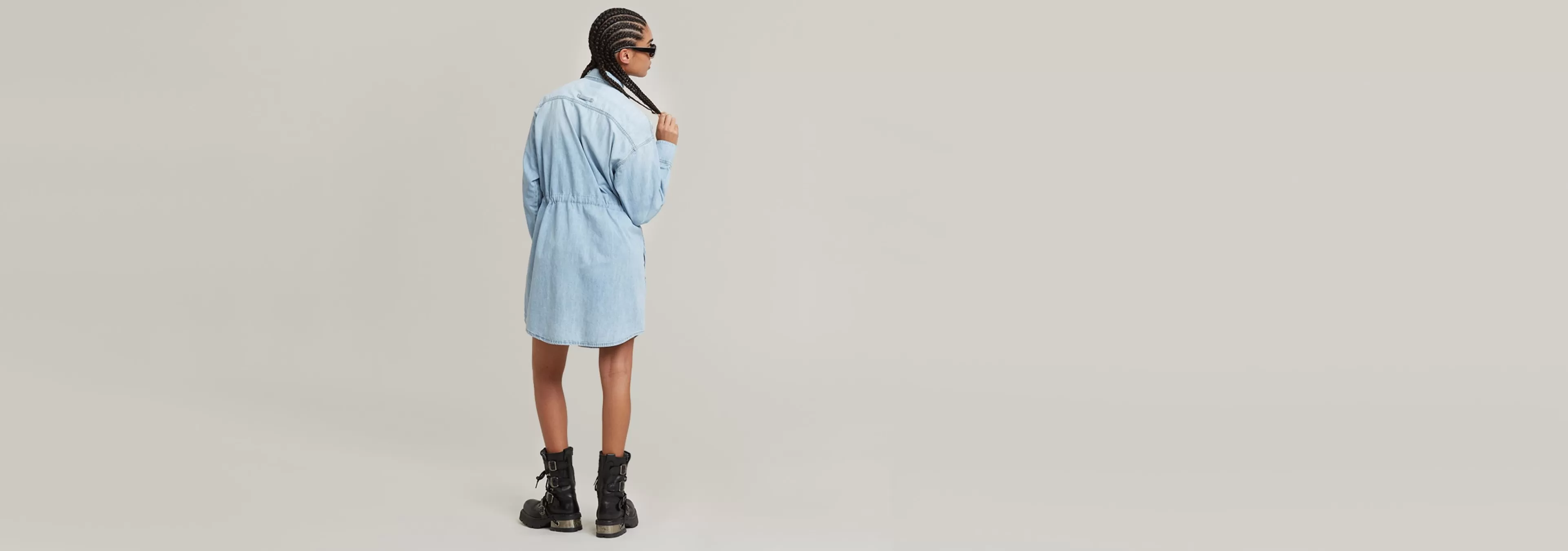 Fashion G-Star Denim Jurk Relaxed Drawcord sun faded blue mist