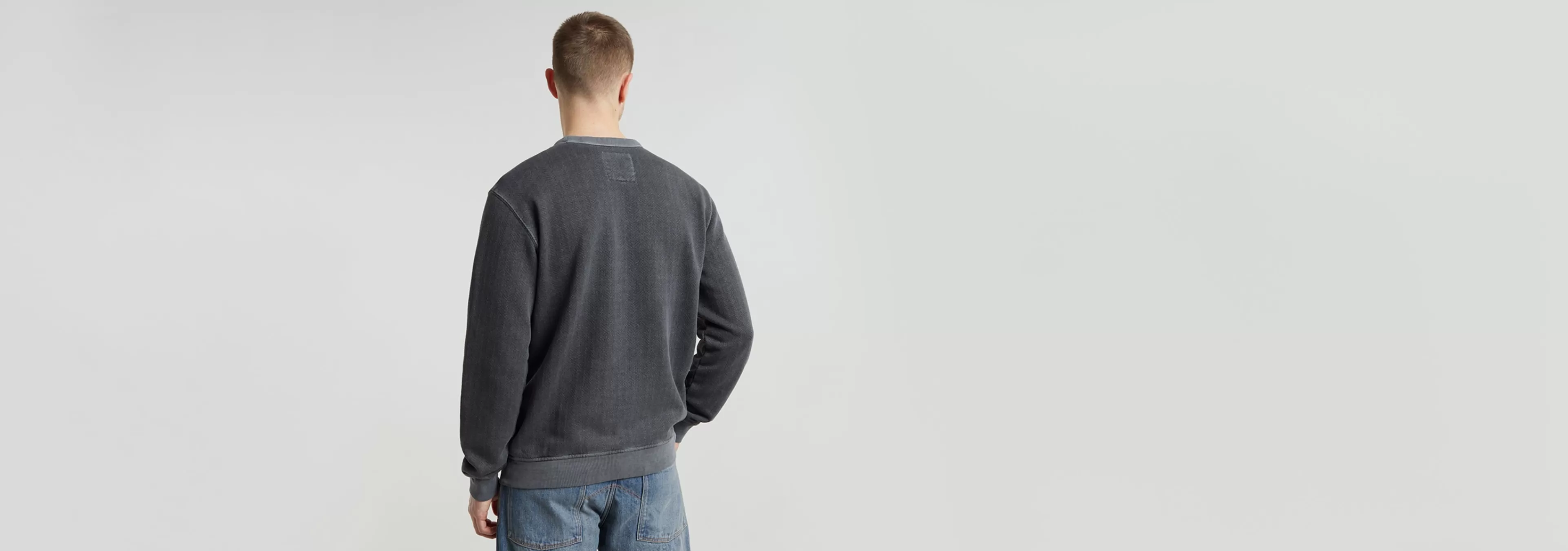 Fashion G-Star Destroyed G Logo Washed Sweater dark black garment dyed