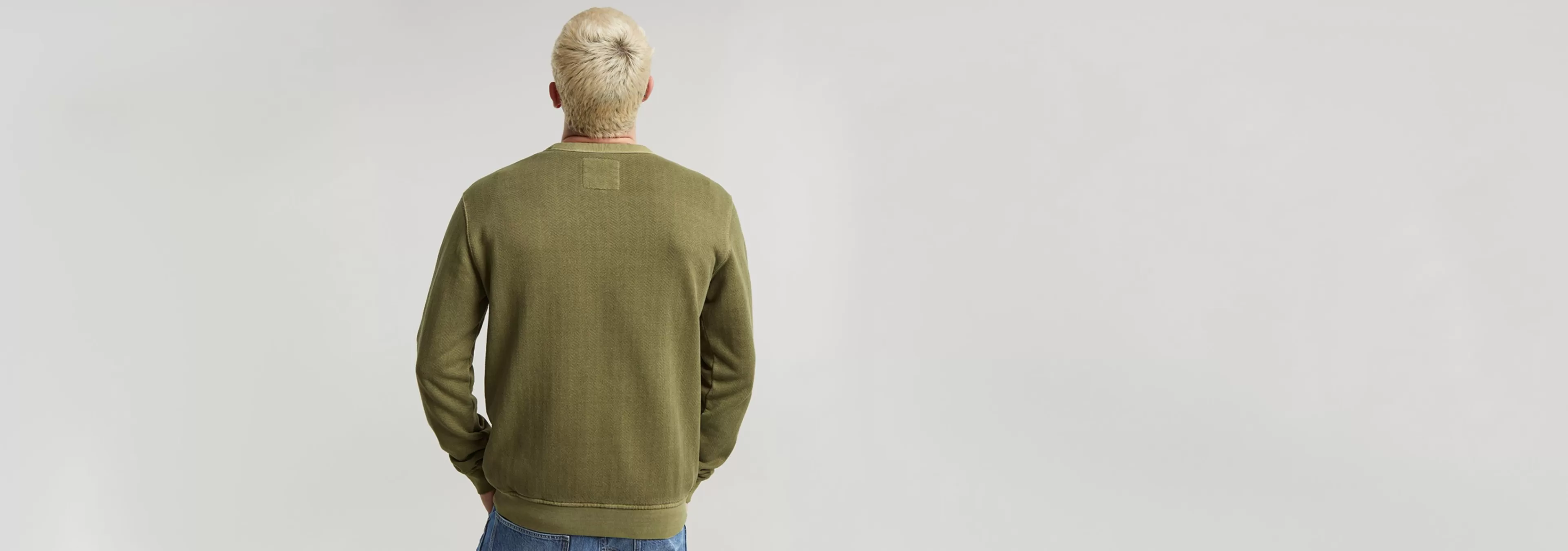 Cheap G-Star Destroyed G Logo Washed Sweater shadow olive