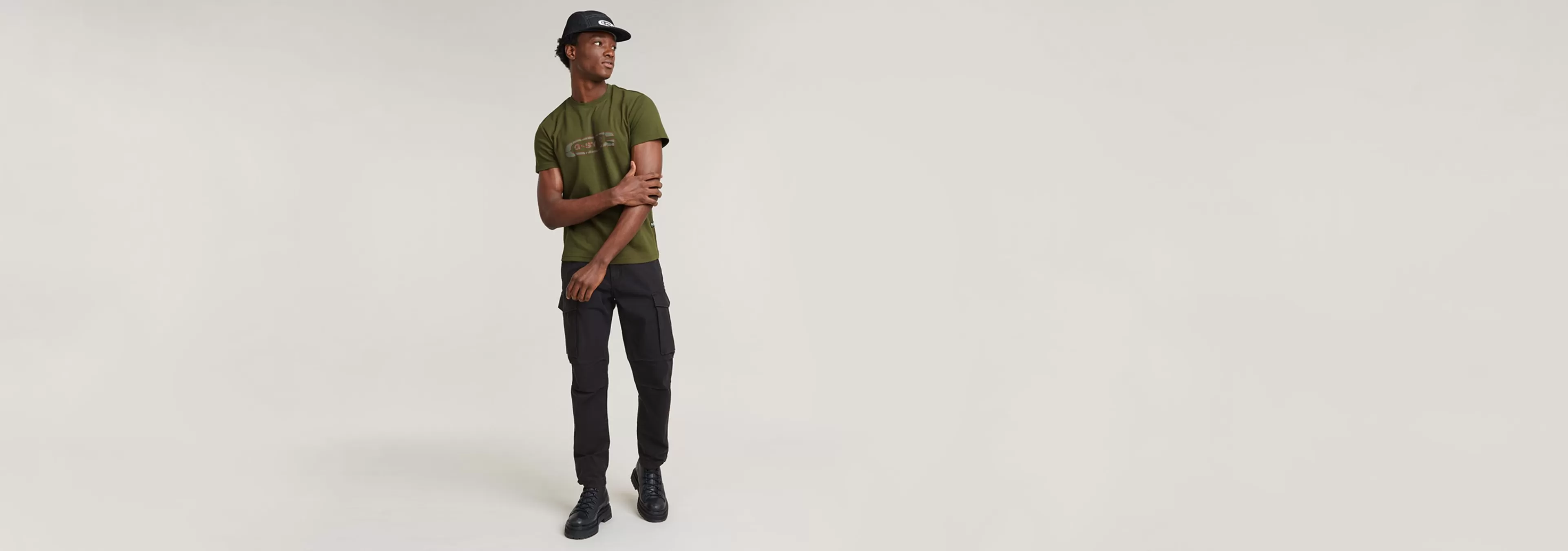 Fashion G-Star Destroyed Old Skool Logo T-Shirt shadow olive