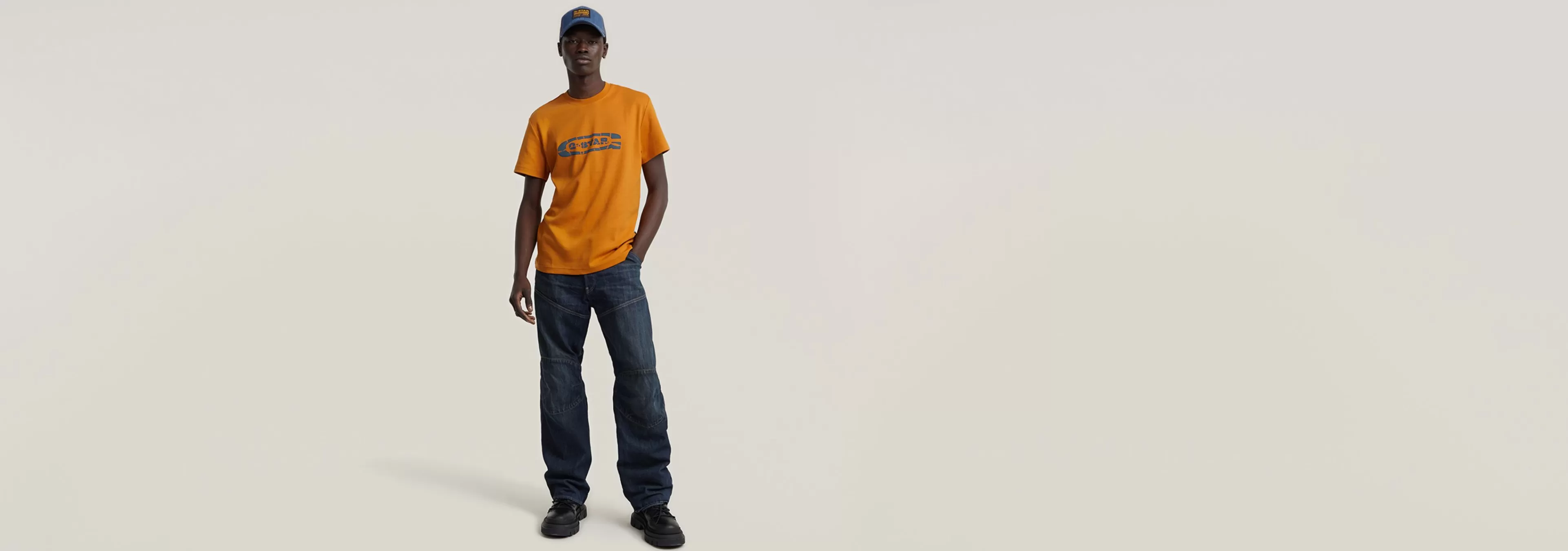 Outlet G-Star Destroyed Old Skool Logo T-Shirt marmalade