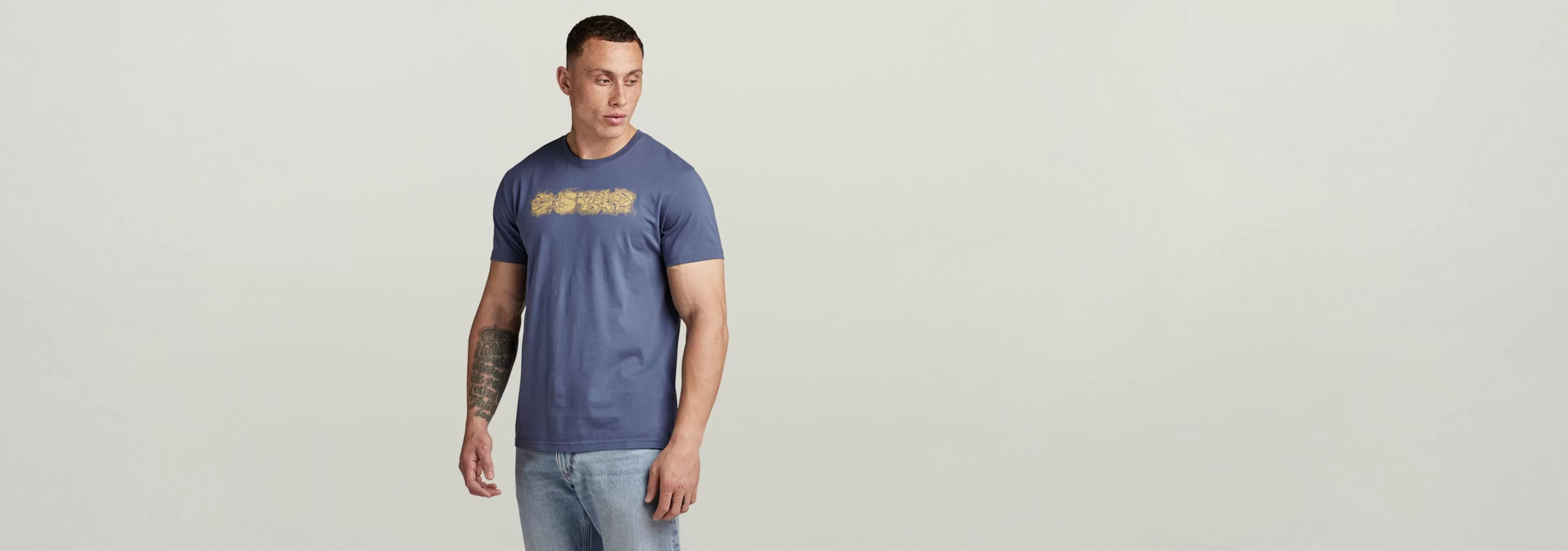 Sale G-Star Distressed Logo T-Shirt vintage indigo