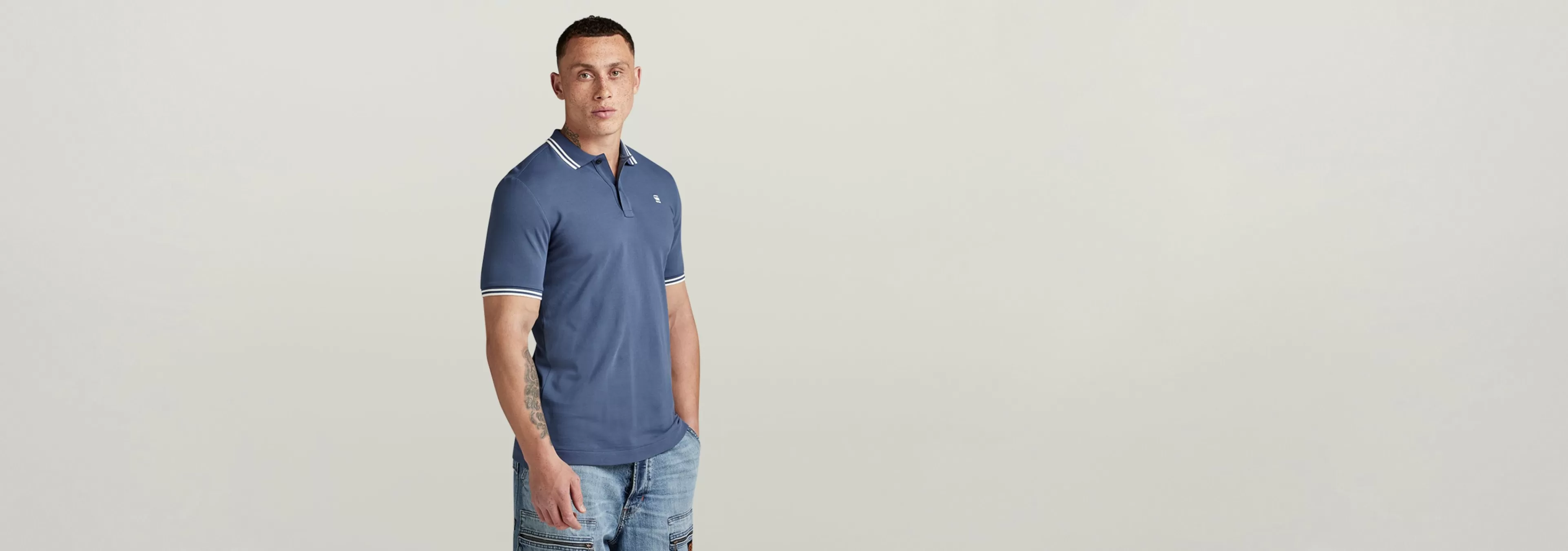 Cheap G-Star Dunda Slim Stripe Polo vintage indigo