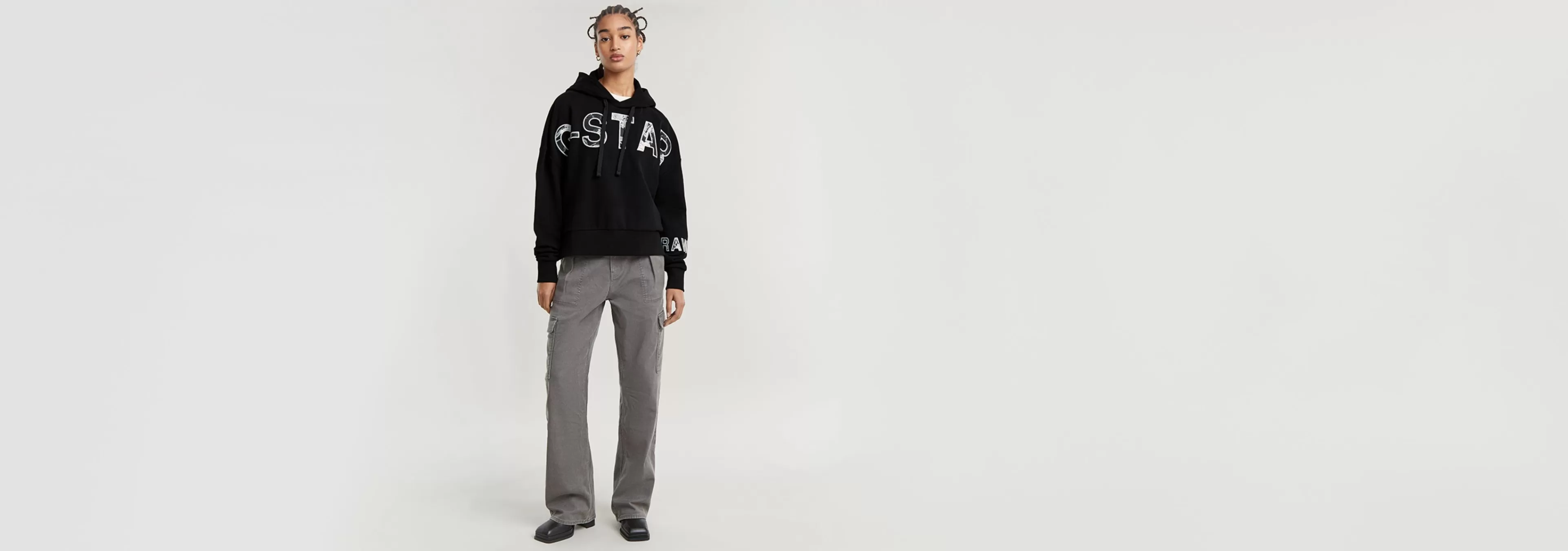 Store G-Star Embro Print Oversized Hoodie dark black