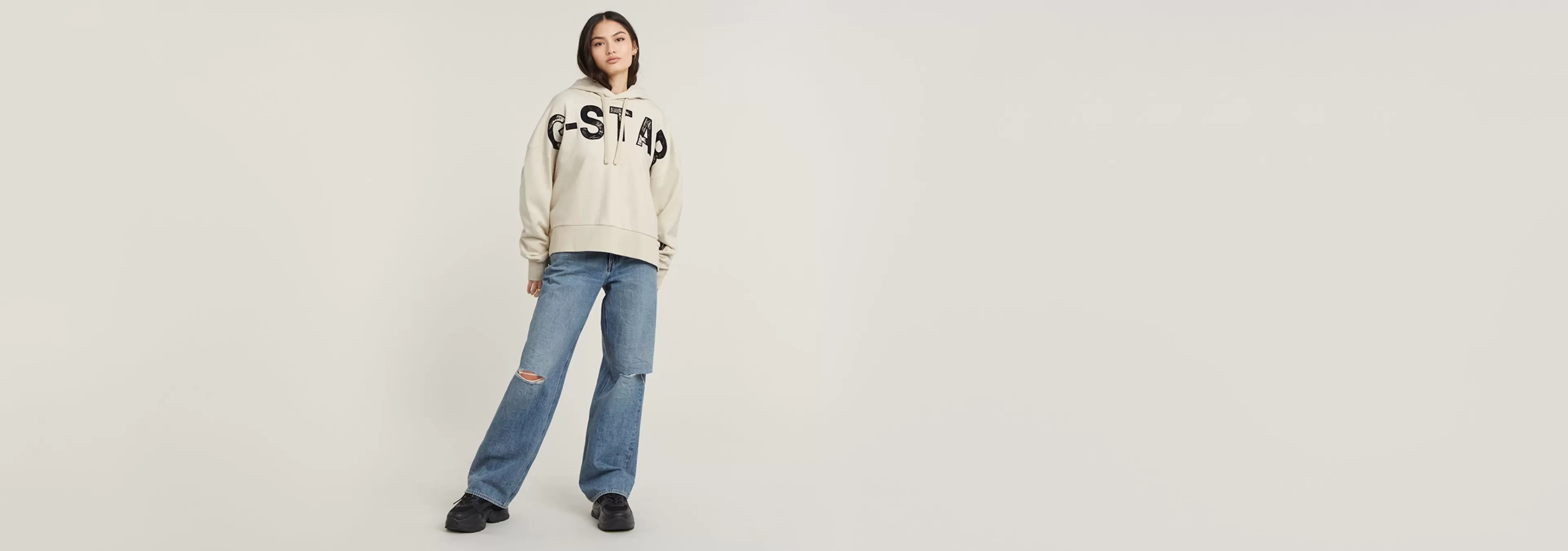 Flash Sale G-Star Embro Print Oversized Hoodie Chalk