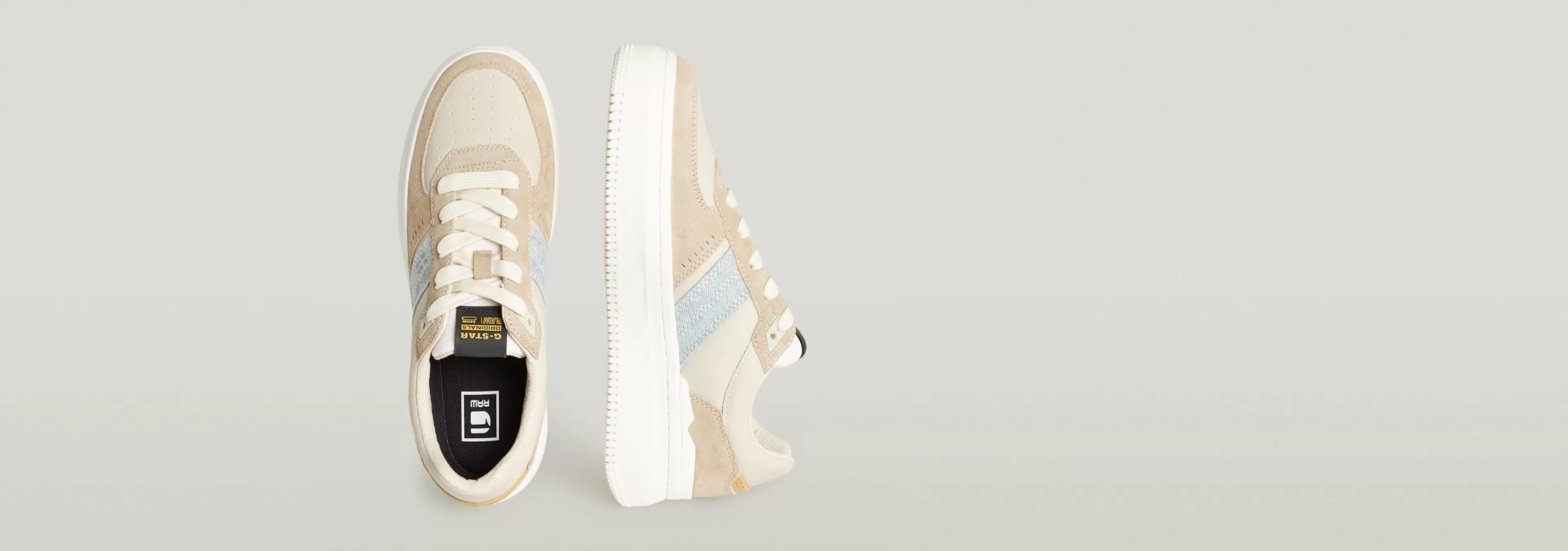 Hot G-Star Eve Lederen Denim Sneakers off white/sand