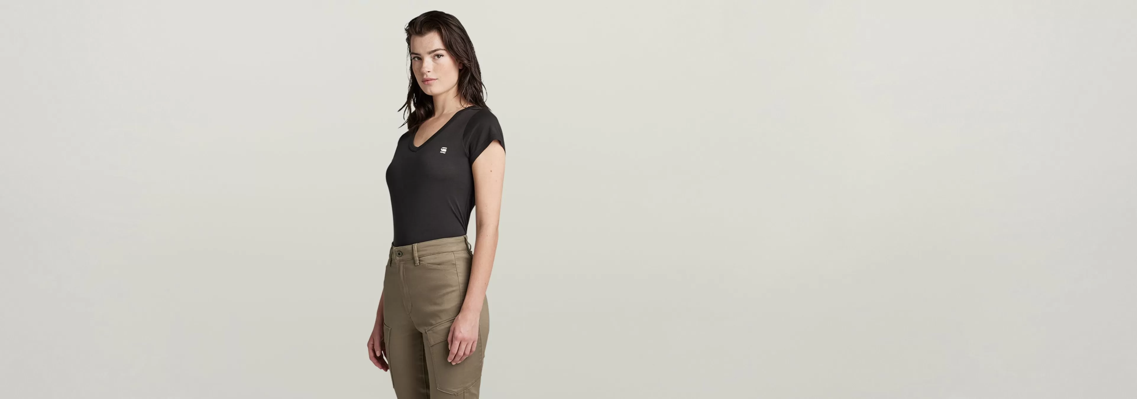 Best Sale G-Star Eyben Slim V-Hals Top dark black