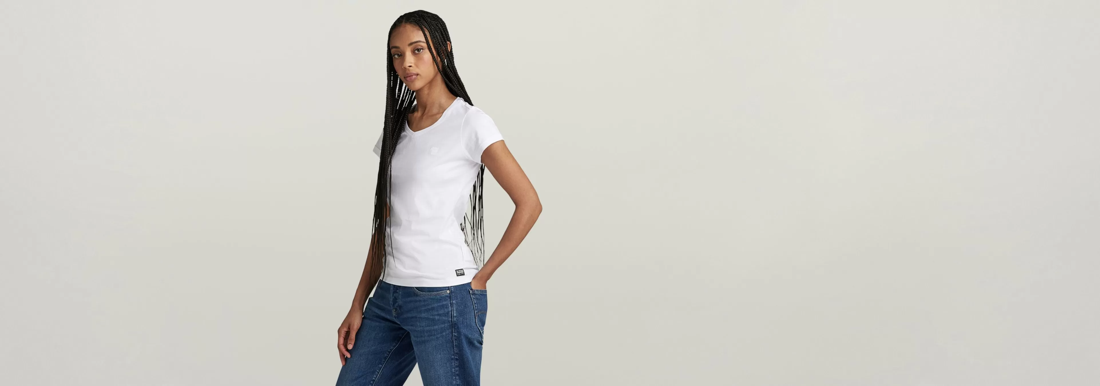 Cheap G-Star Eyben Slim V-Hals Top 2.0 white