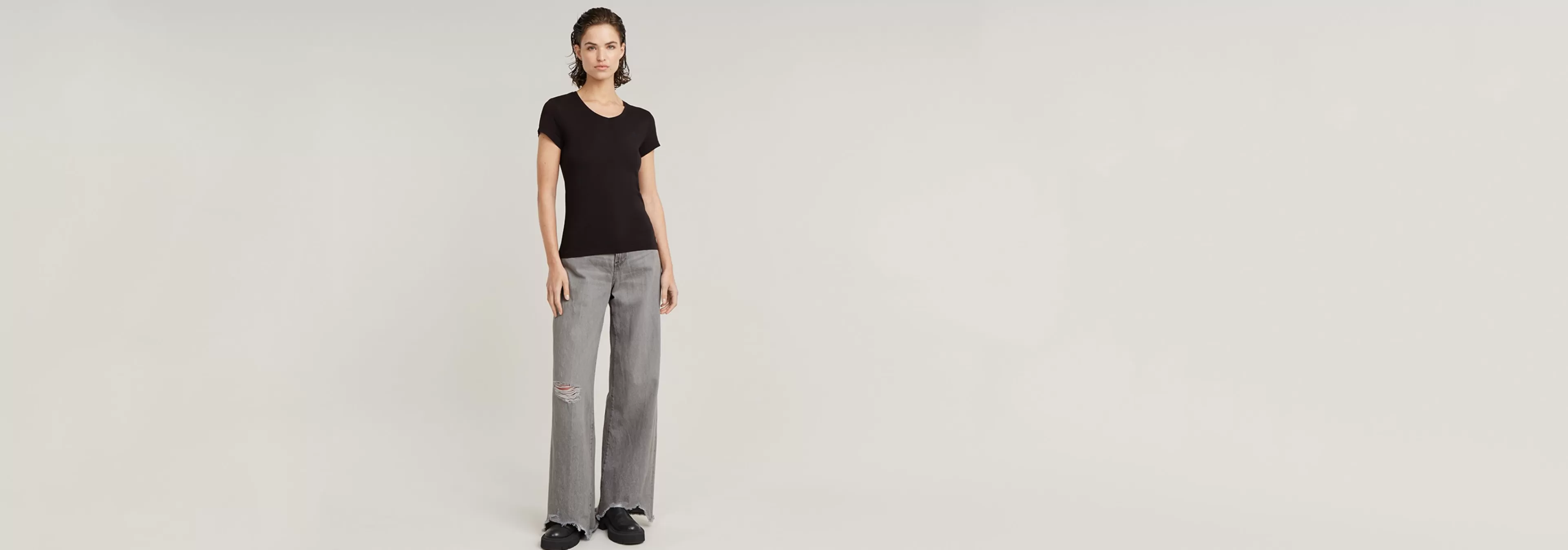 Outlet G-Star Eyben Slim V-Hals Top 2.0 dark black