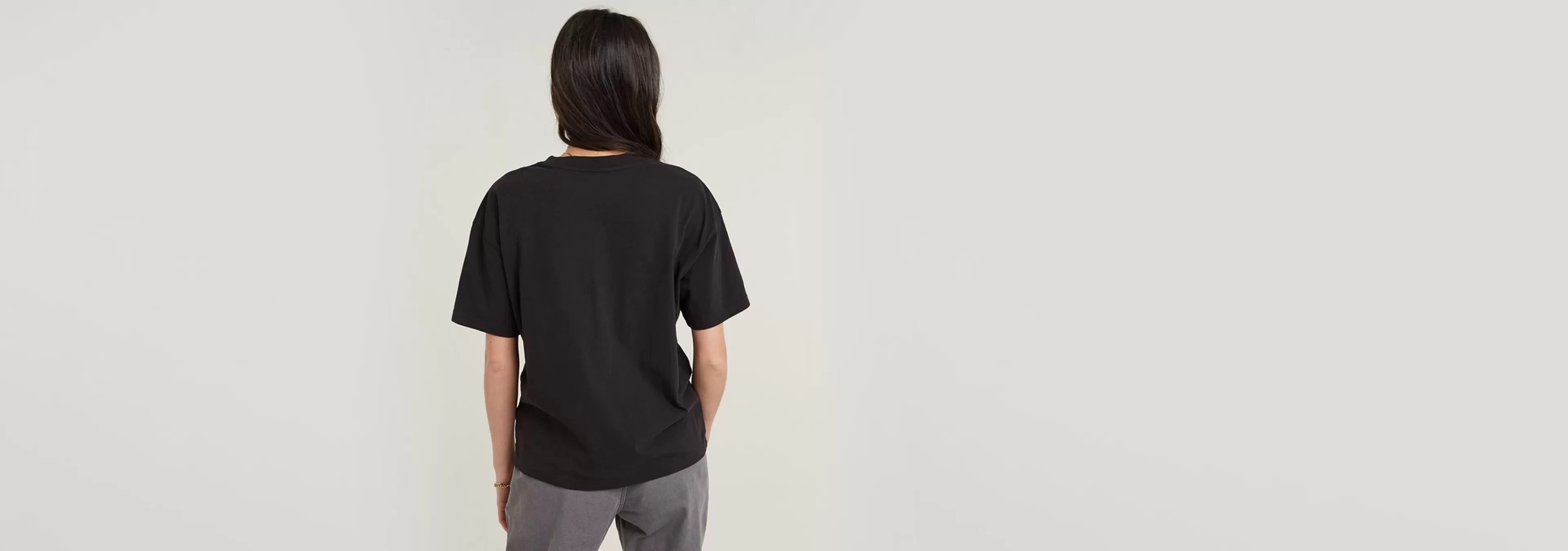 Hot G-Star Faux Embro Loose Top dark black