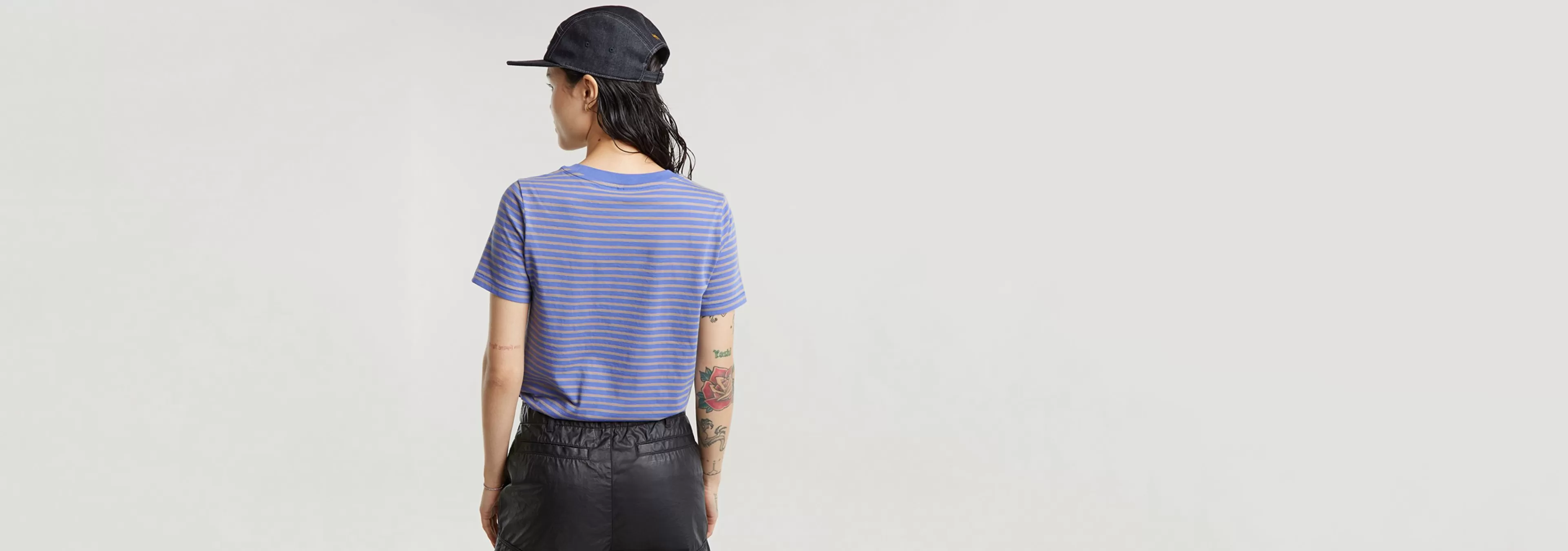 Hot G-Star Front Seam Stripe Top wedgewood/sandstorm stripe