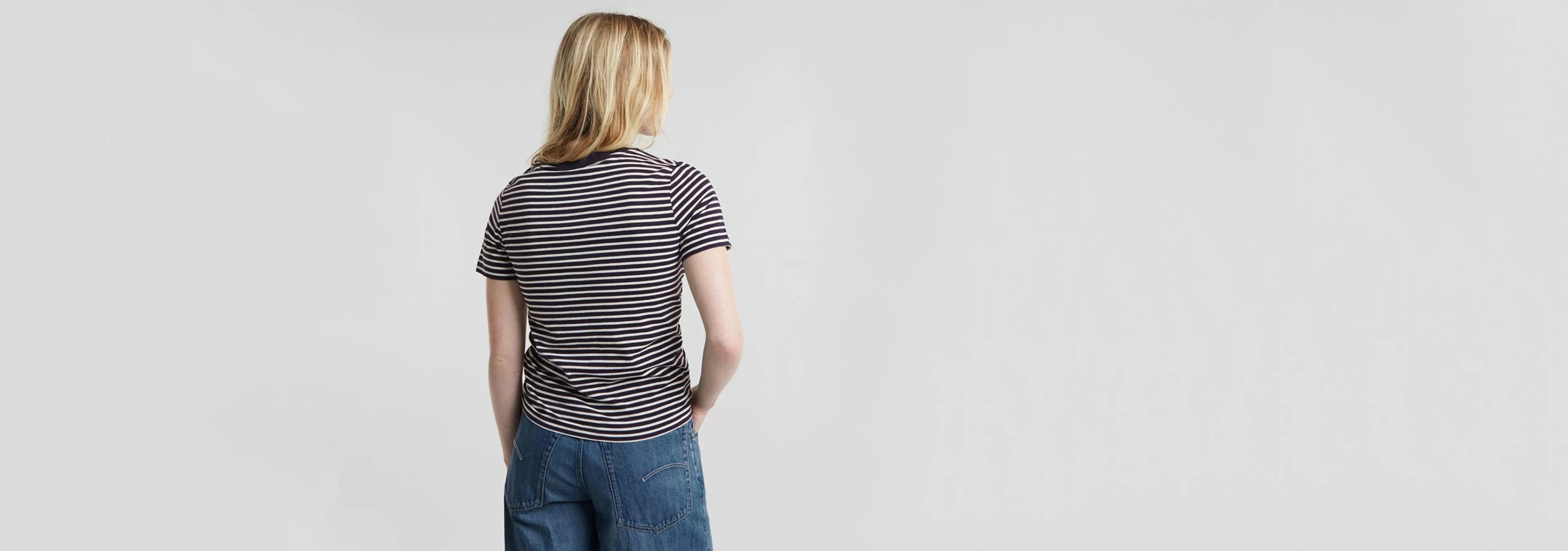 New G-Star Front Seam Stripe Top osaka blue/lt chalk stripe