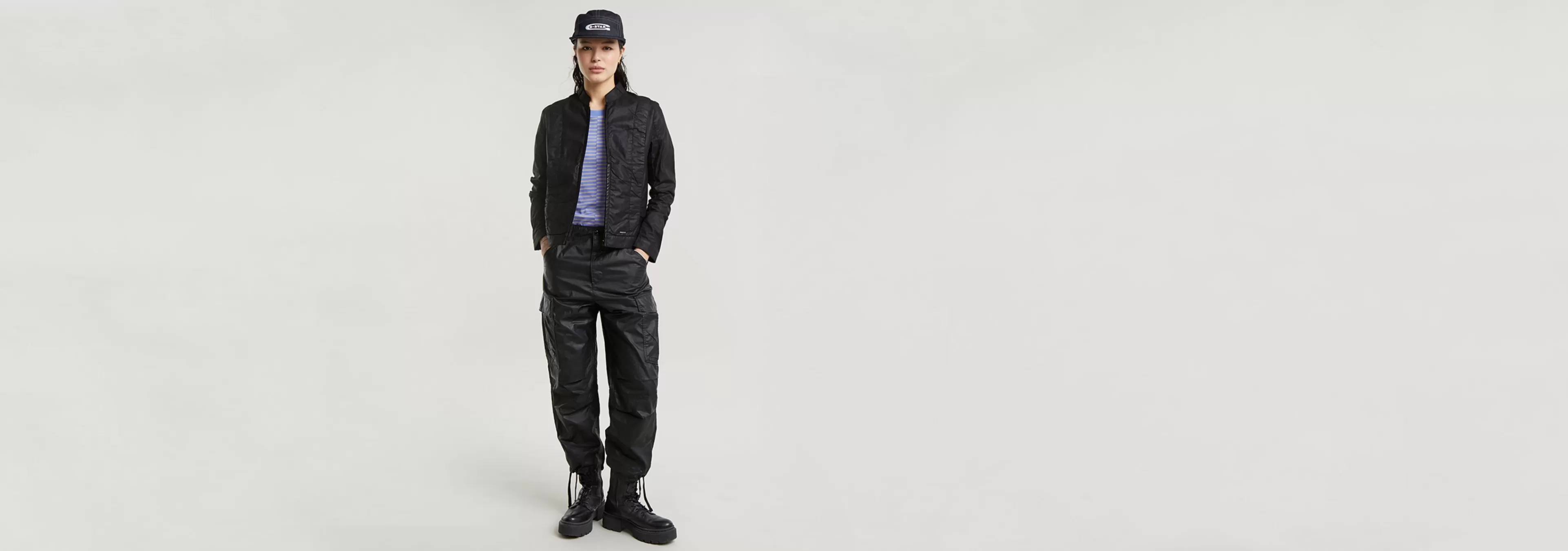 Hot G-Star Front Seam Stripe Top wedgewood/sandstorm stripe