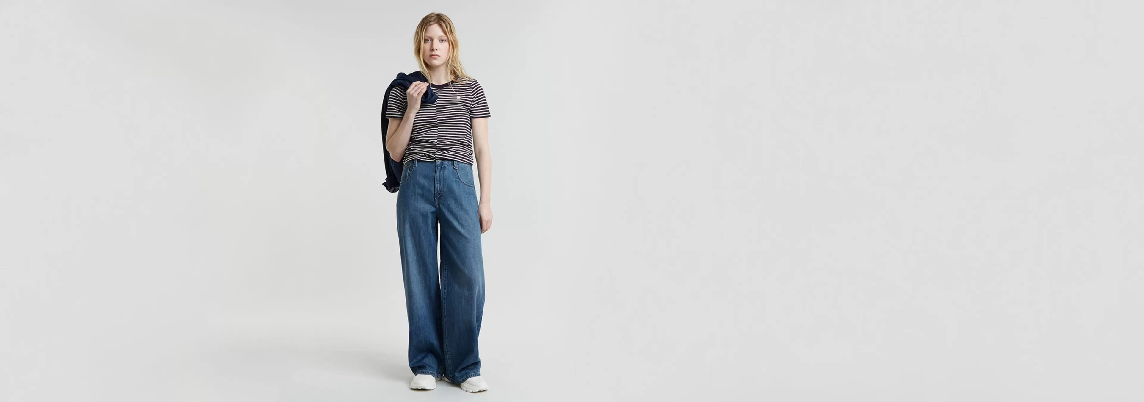 New G-Star Front Seam Stripe Top osaka blue/lt chalk stripe