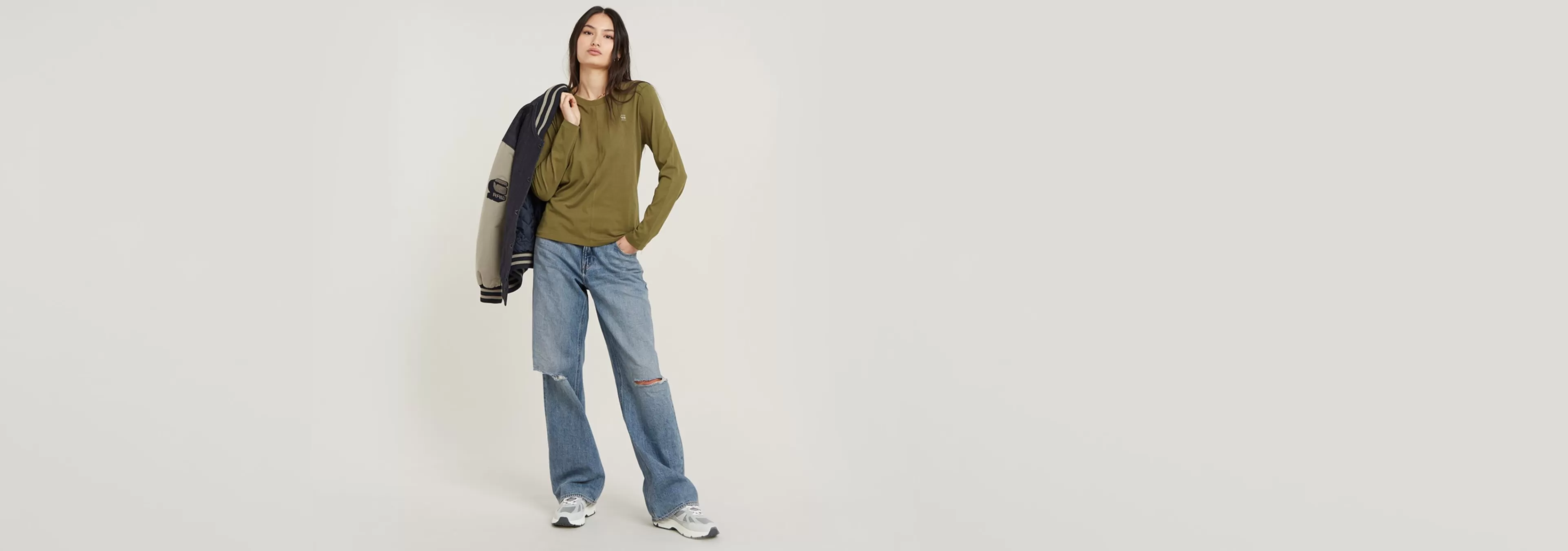 Fashion G-Star Front Seam Top antic green