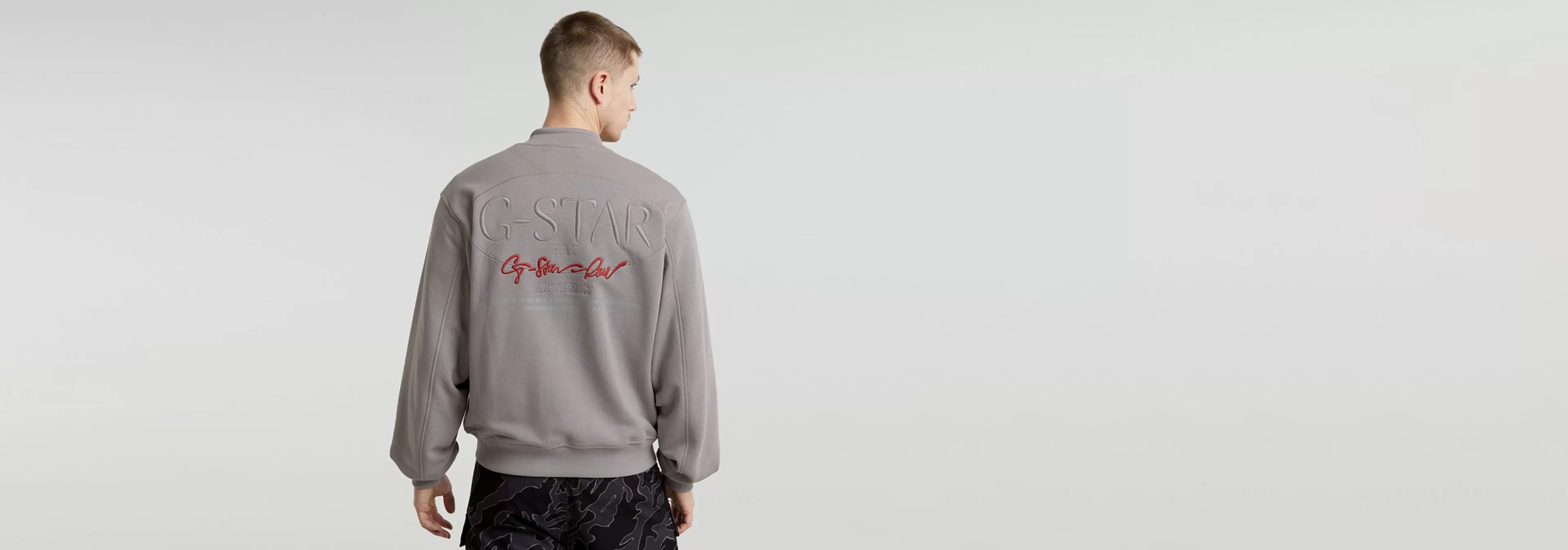 Clearance G-Star GA-1 Graphic Loose Bomber Sweater sharkskin