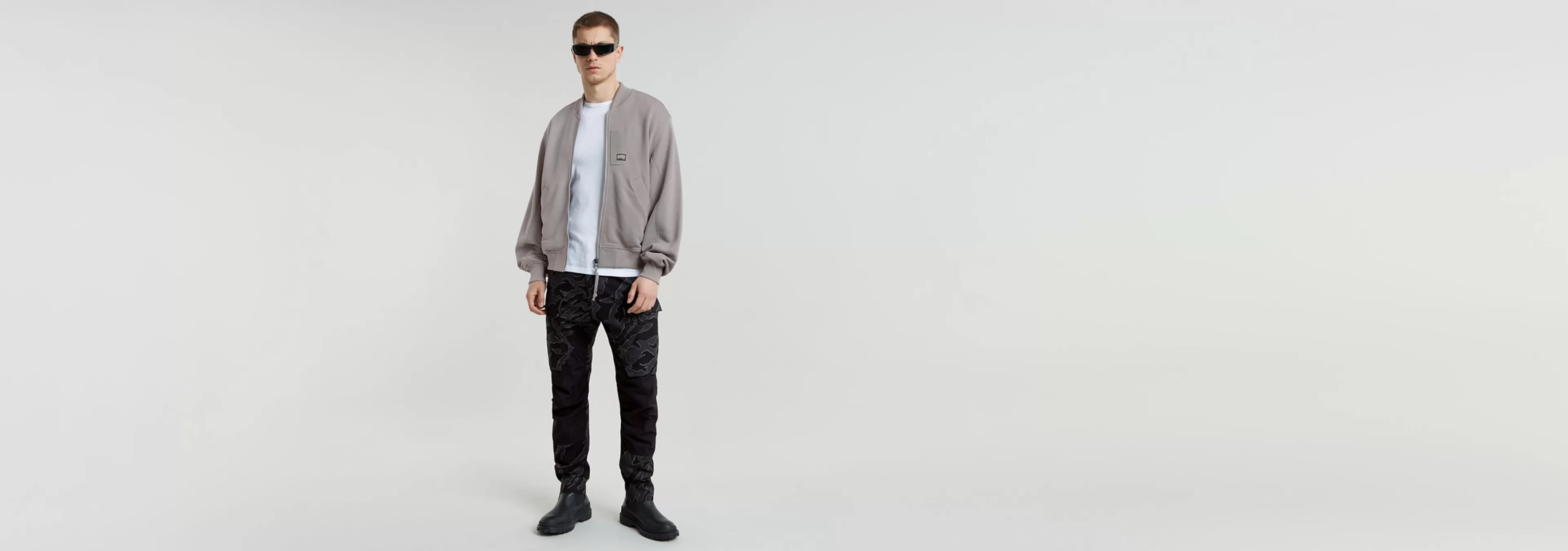 Clearance G-Star GA-1 Graphic Loose Bomber Sweater sharkskin