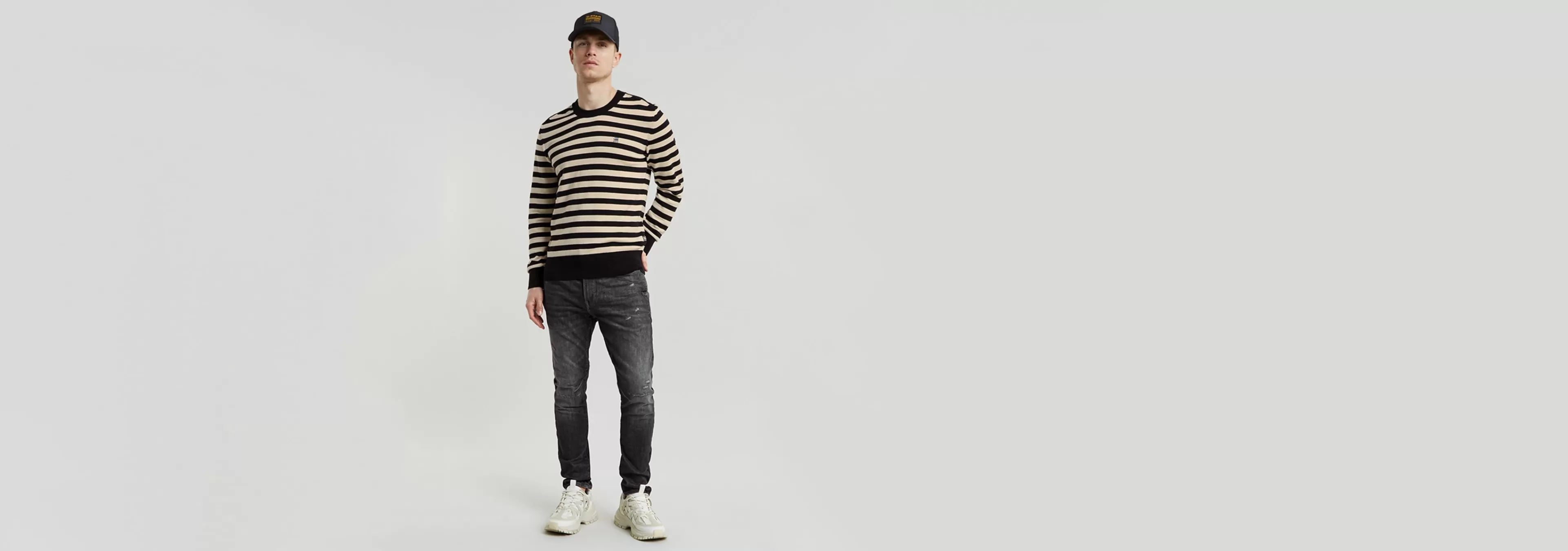 Cheap G-Star Gebreide Trui Stripe dk black/whitebait stripe