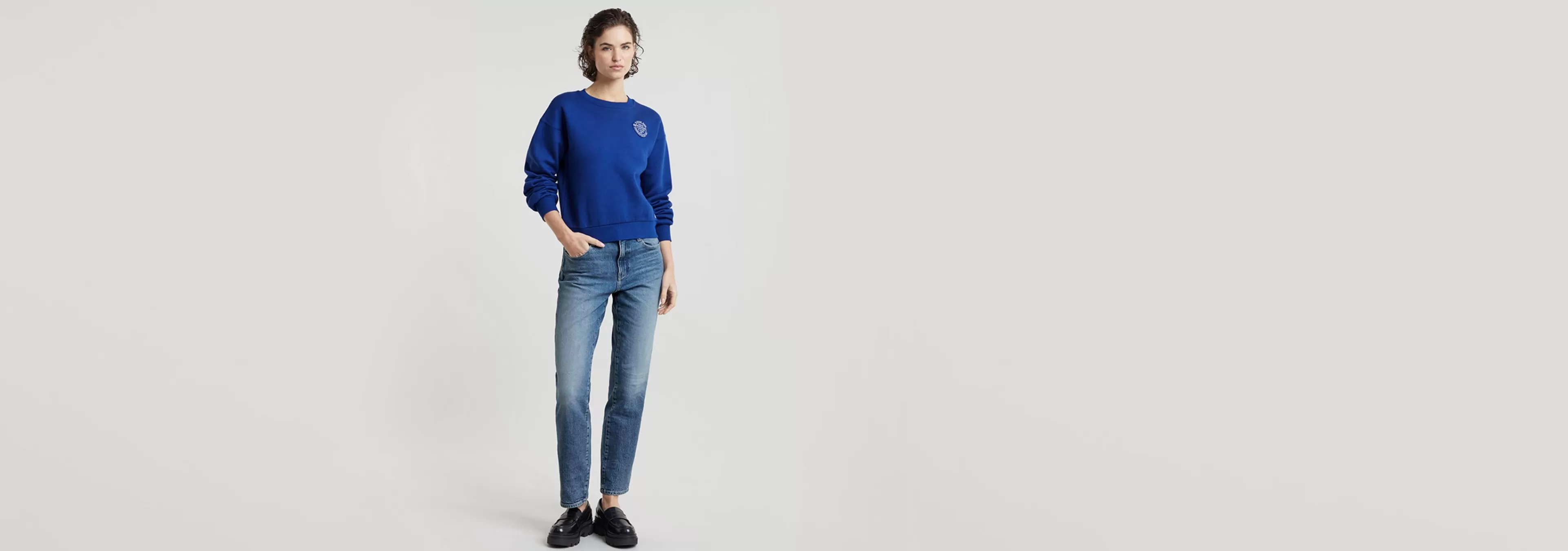 Clearance G-Star Graphic Loose Sweater Racing Blue