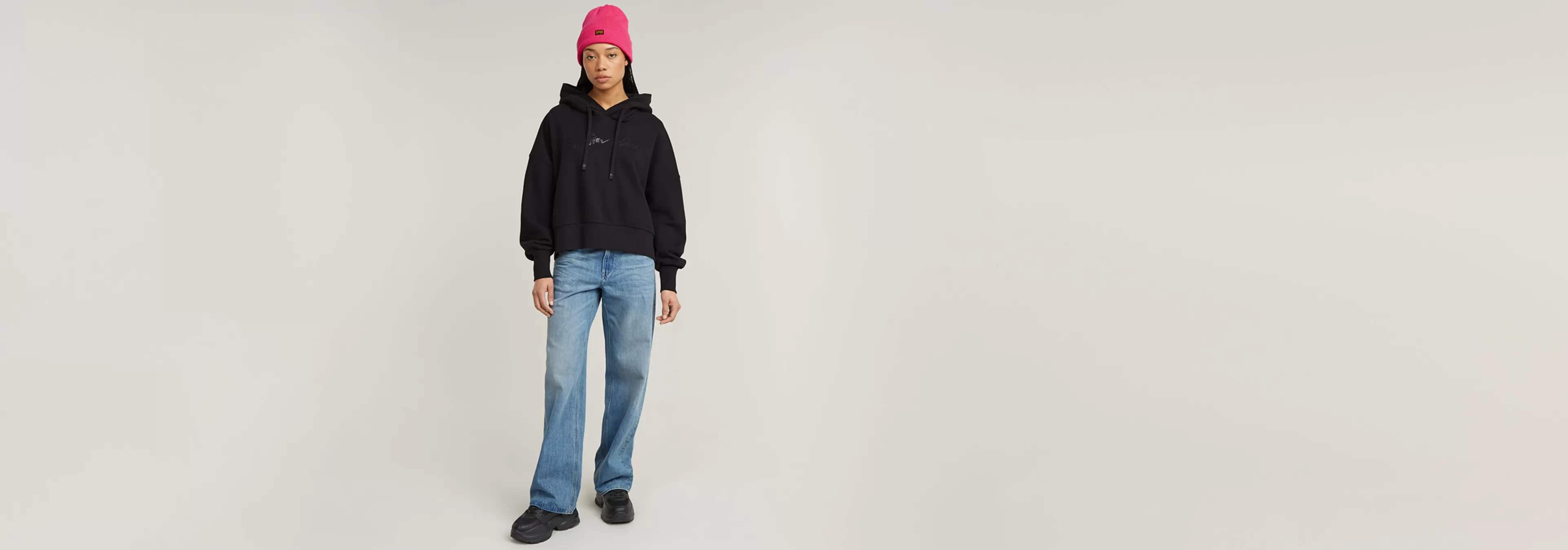 Discount G-Star G-Script Oversized Hoodie dark black