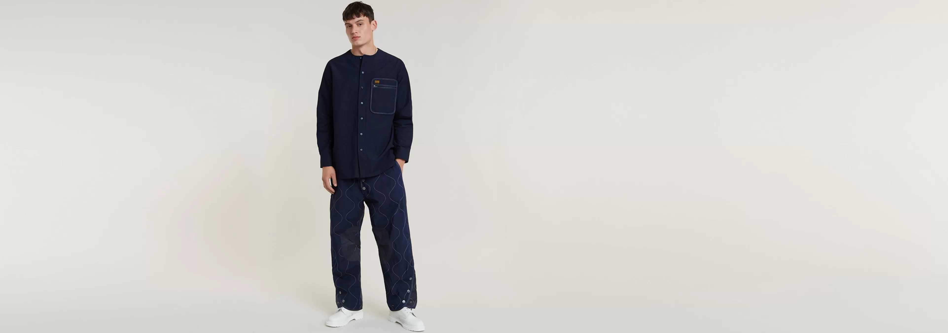 Cheap G-Star GSRR Kraagloos Shirt raw denim