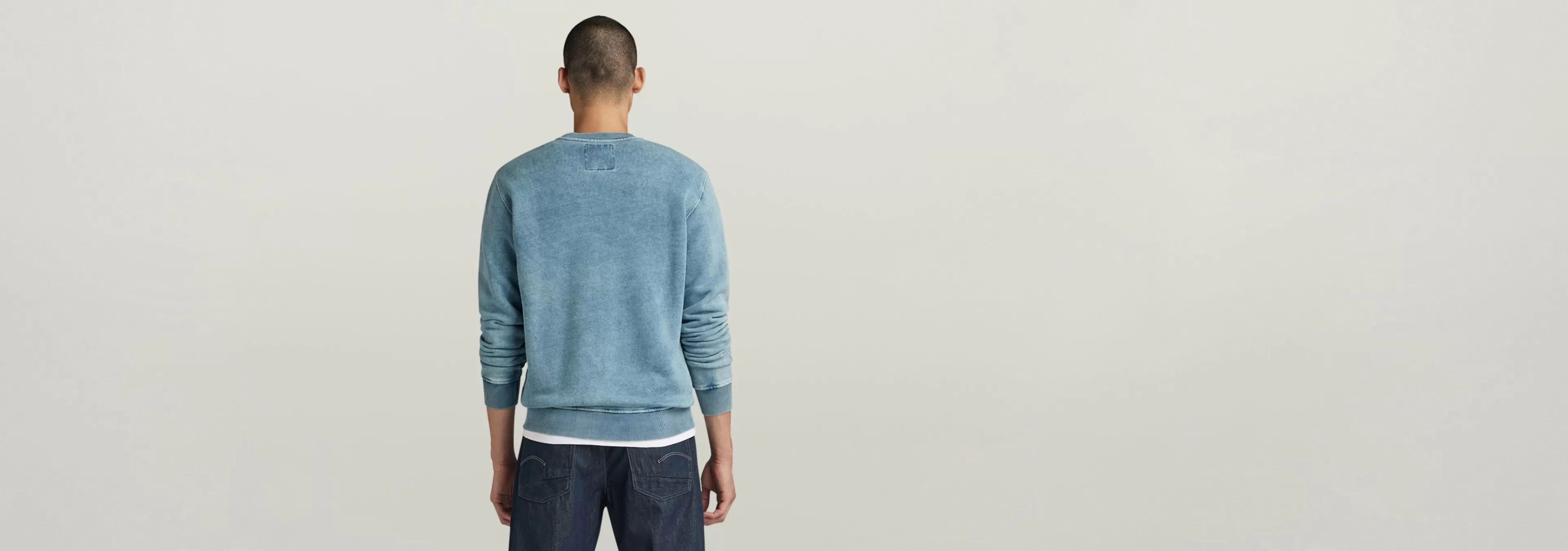 Shop G-Star Indigo Distressed Logo Sweater sun faded blue